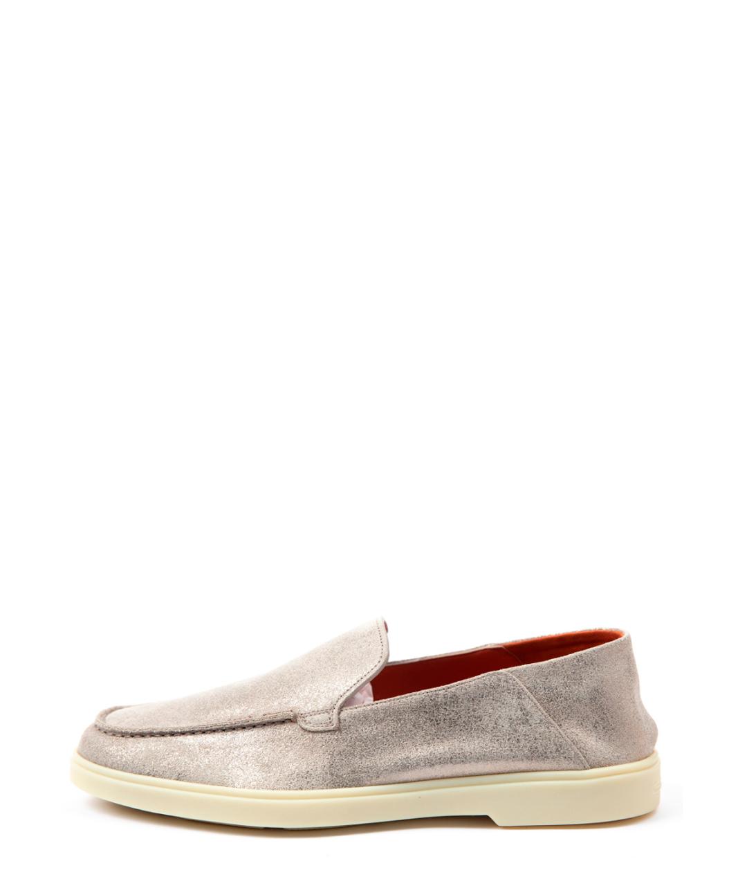 SANTONI Бежевые кожаные лоферы, фото 5