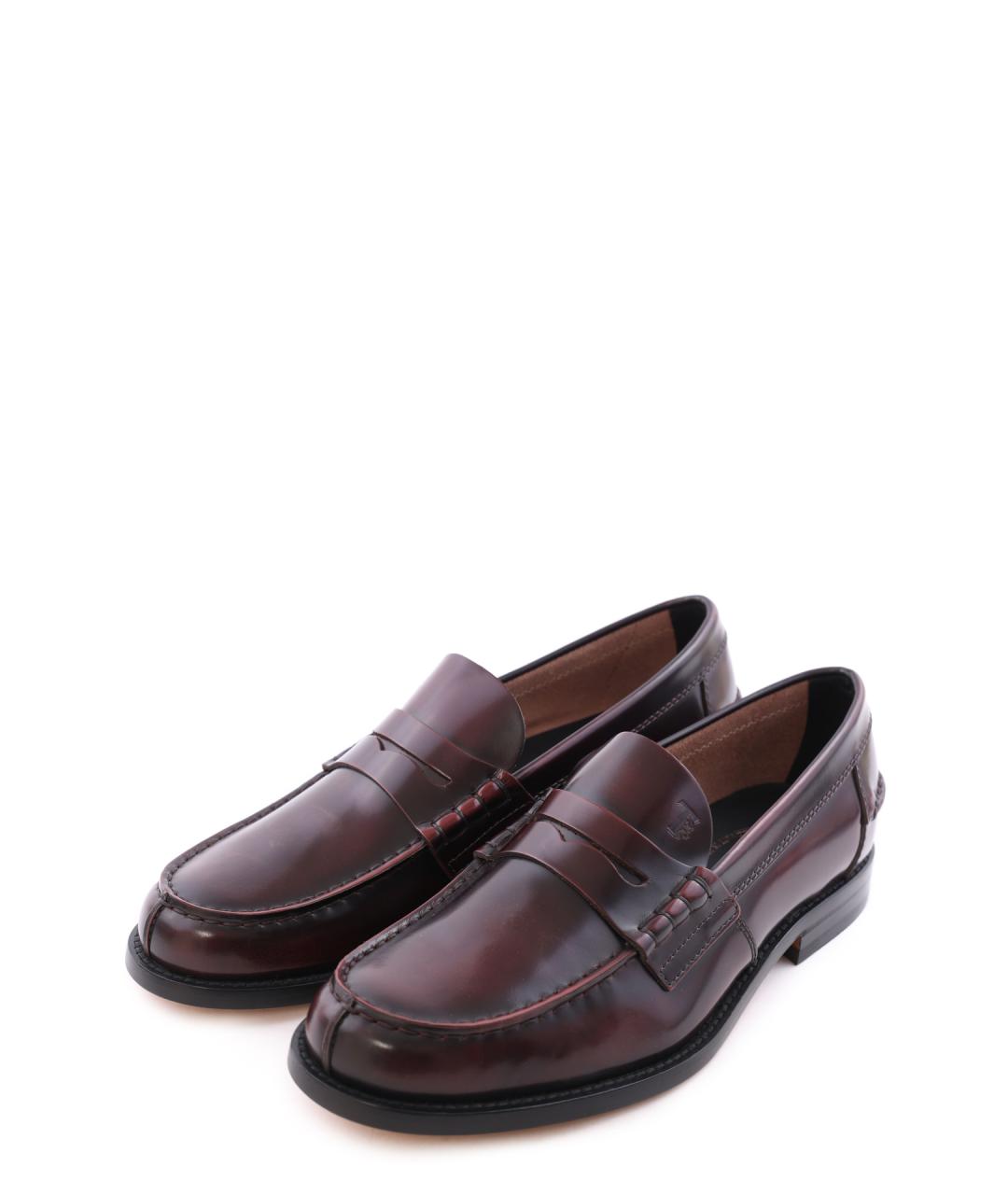 TOD'S Бордовые кожаные лоферы, фото 2