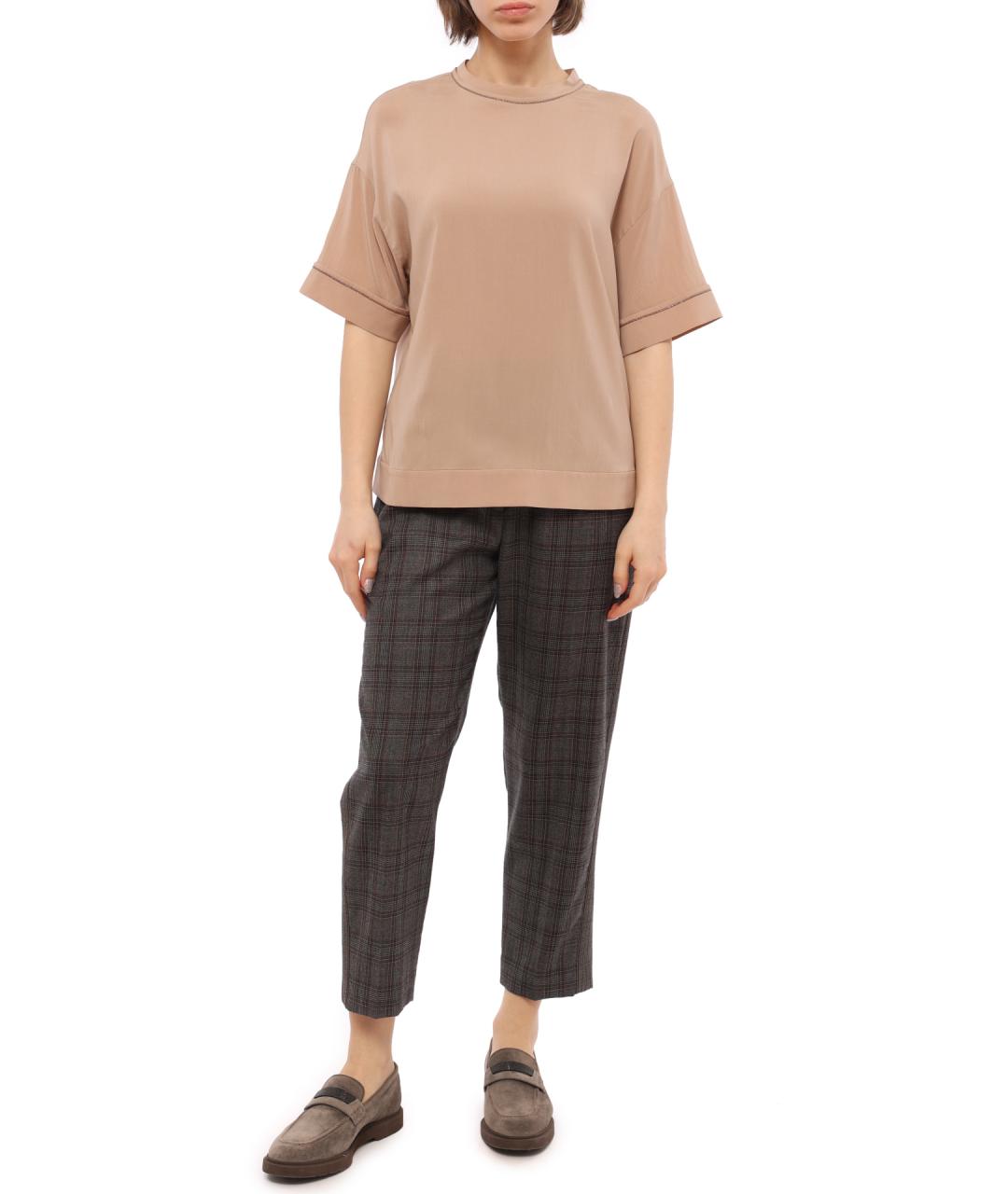 BRUNELLO CUCINELLI Бежевая шелковая блузы, фото 1