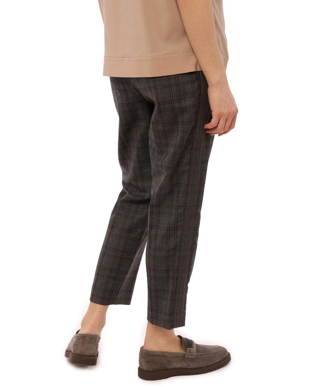 BRUNELLO CUCINELLI Коричневые шерстяные прямые брюки, фото 4