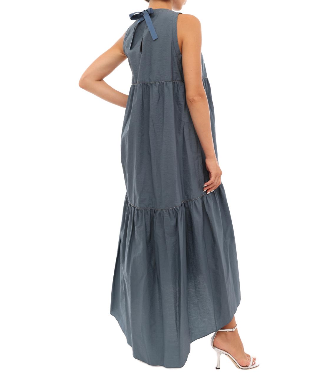 BRUNELLO CUCINELLI Бирюзовое хлопковое повседневное платье, фото 9