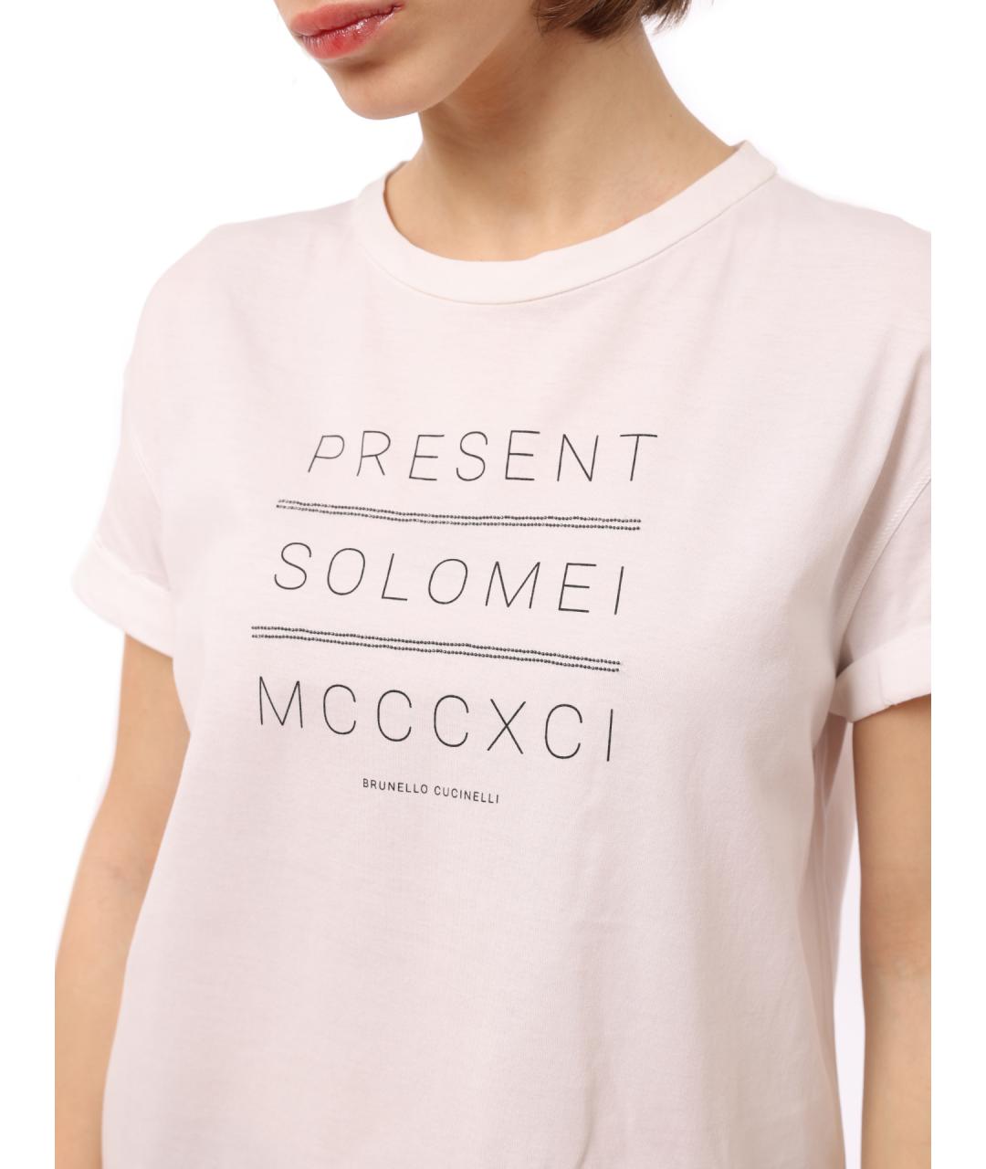 BRUNELLO CUCINELLI Белая хлопковая футболка, фото 3