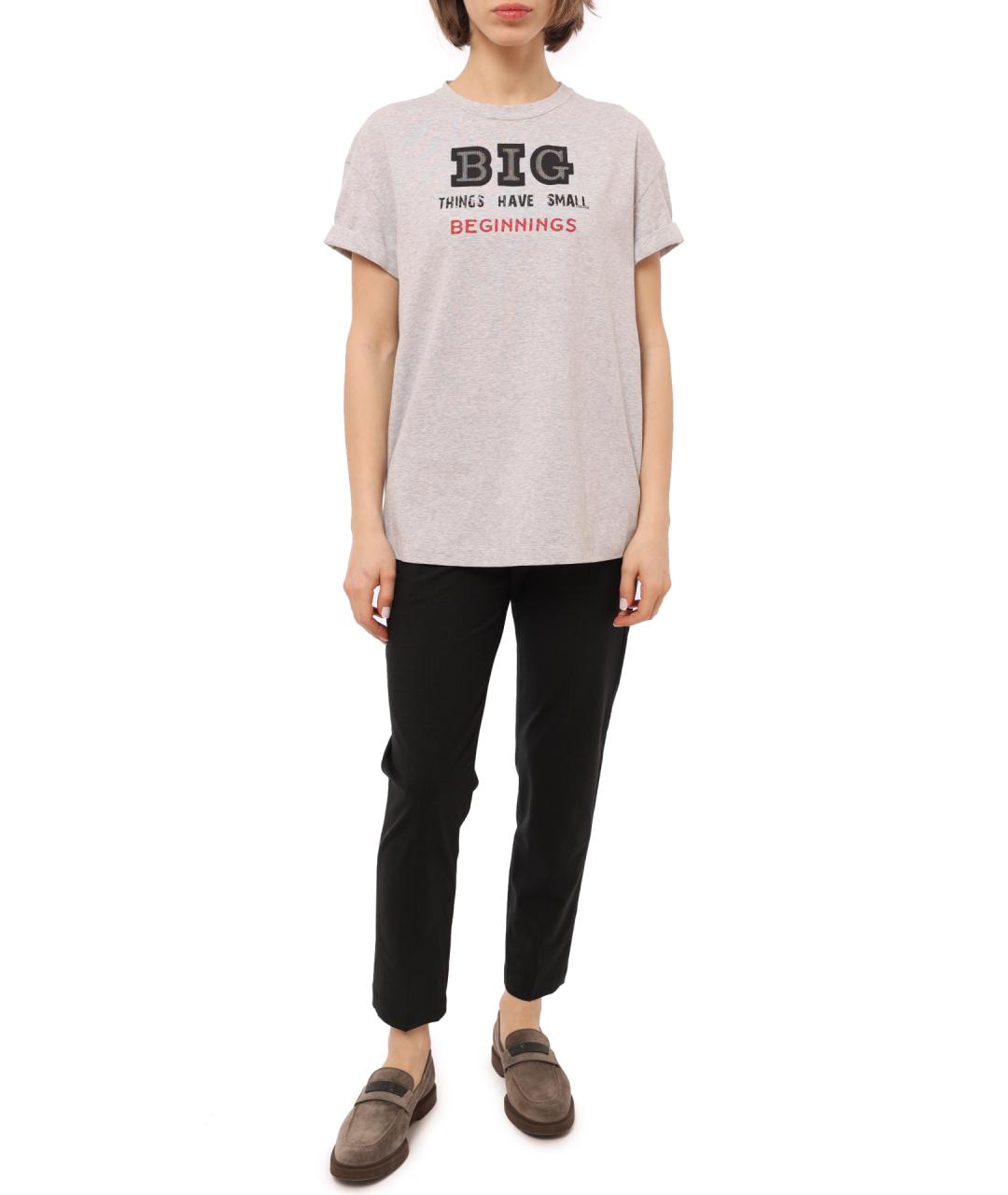 BRUNELLO CUCINELLI Бежевая хлопковая футболка, фото 2