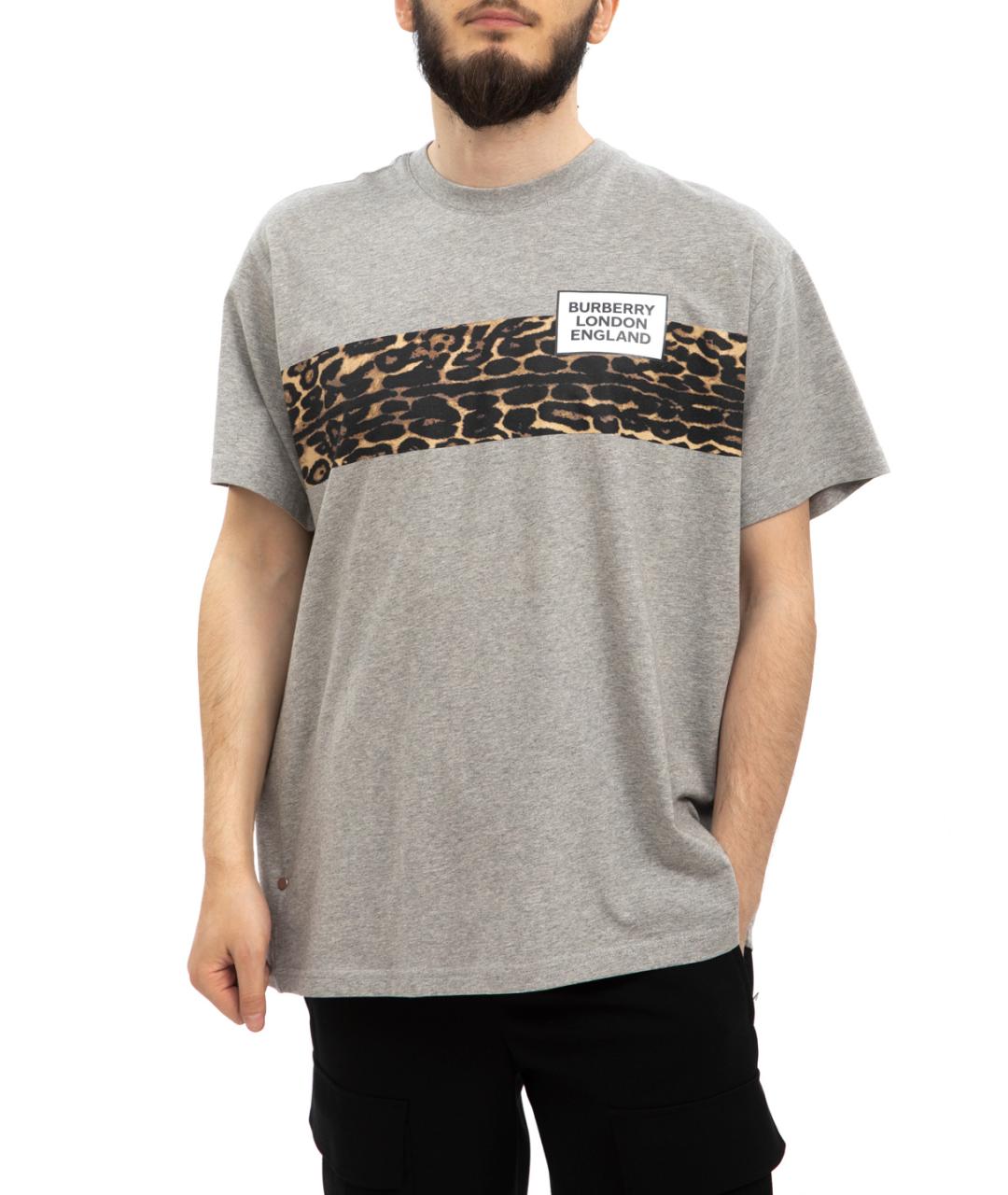 BURBERRY Серая хлопковая футболка, фото 3