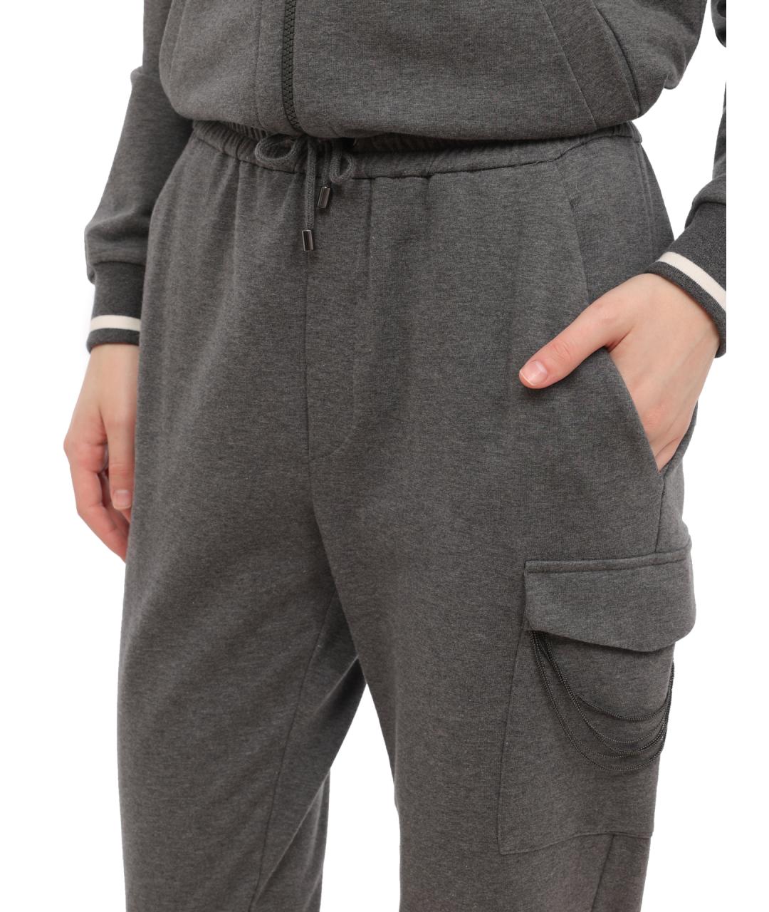 BRUNELLO CUCINELLI Серые хлопковые спортивные брюки и шорты, фото 5