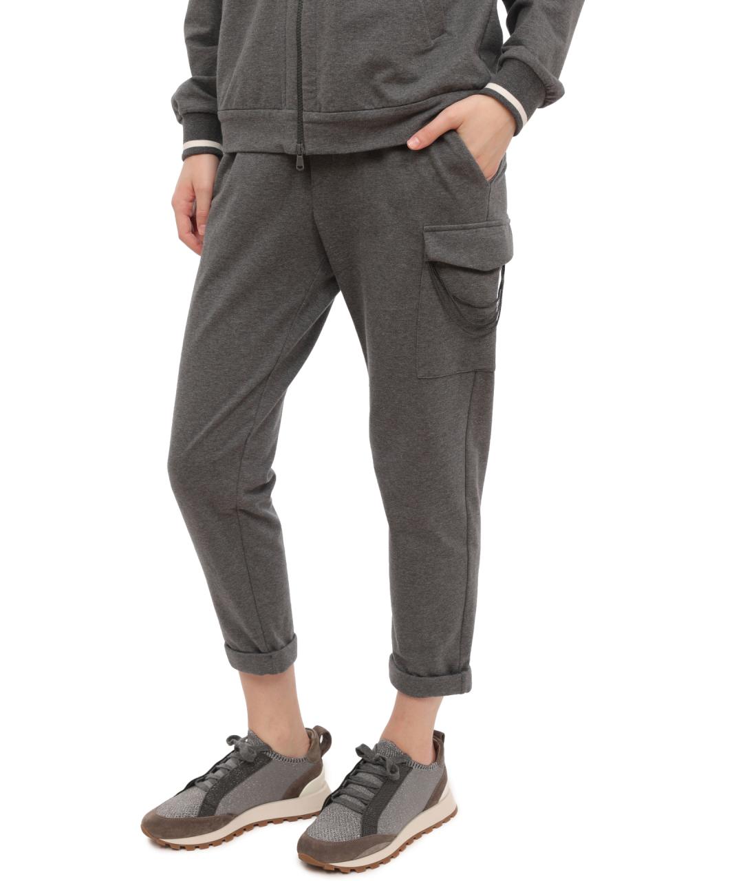 BRUNELLO CUCINELLI Серые хлопковые спортивные брюки и шорты, фото 3