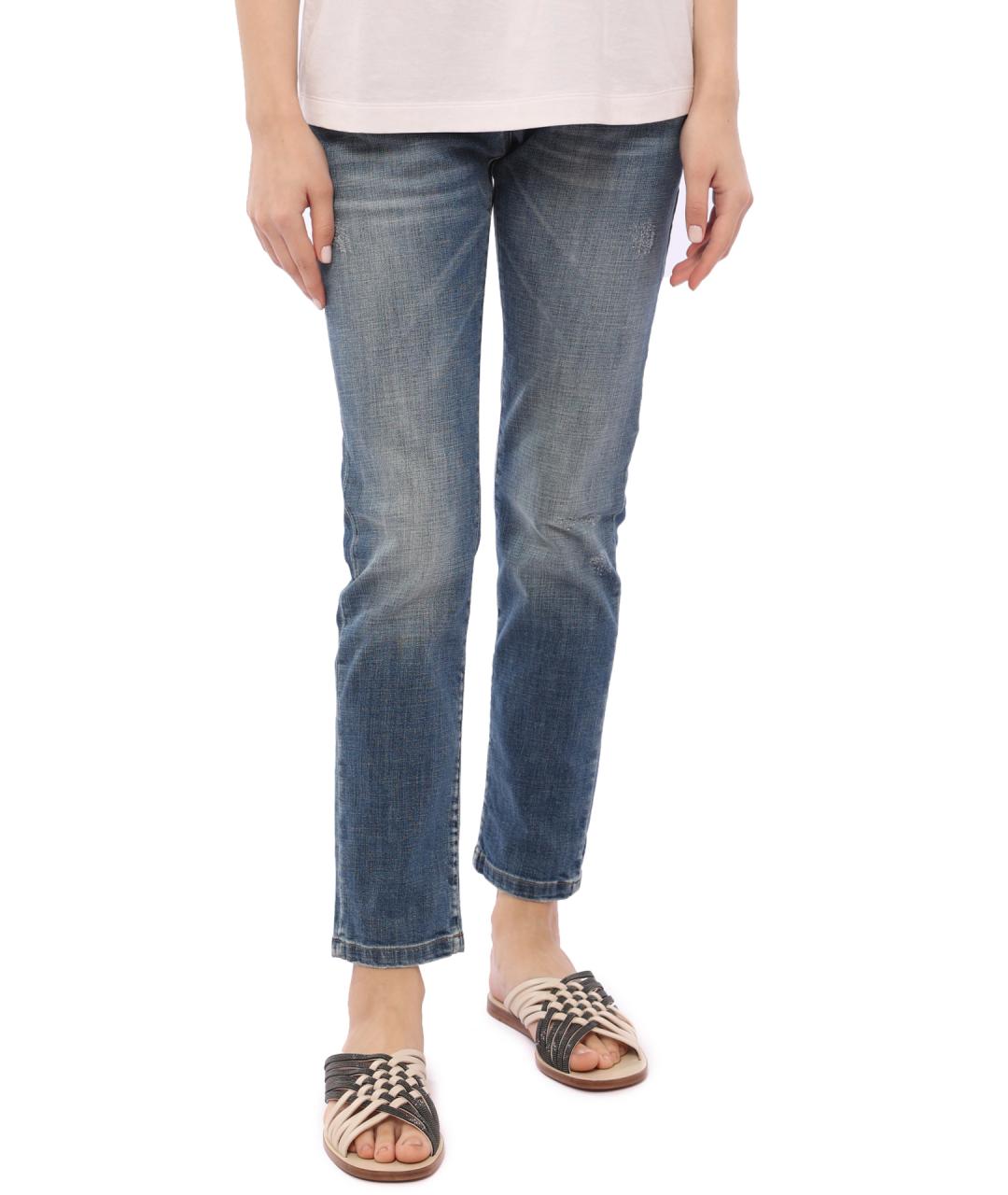 BRUNELLO CUCINELLI Синие хлопковые прямые джинсы, фото 2