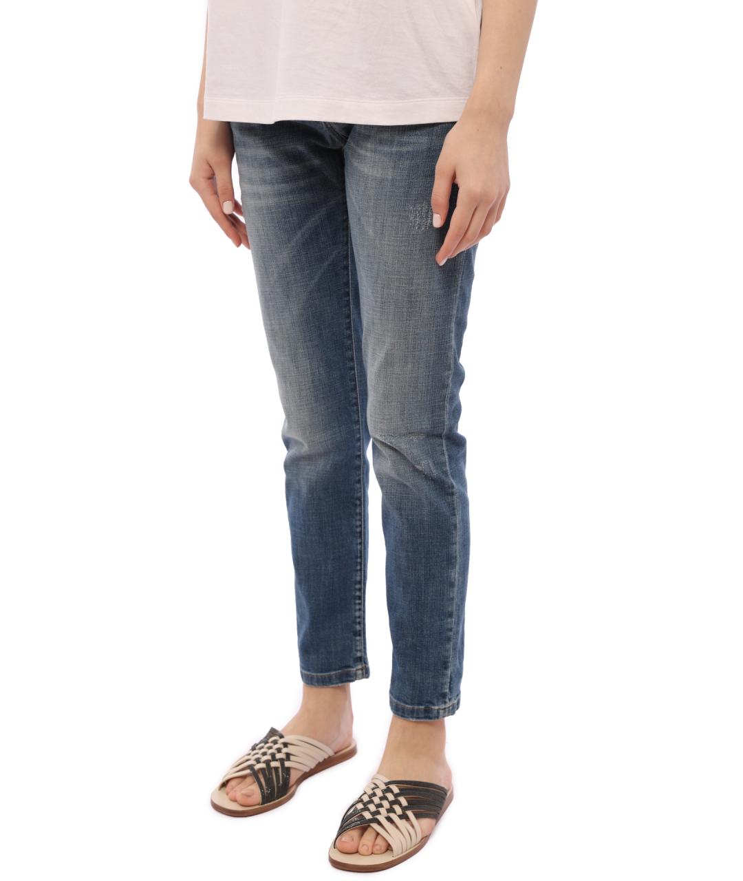 BRUNELLO CUCINELLI Синие хлопковые прямые джинсы, фото 3