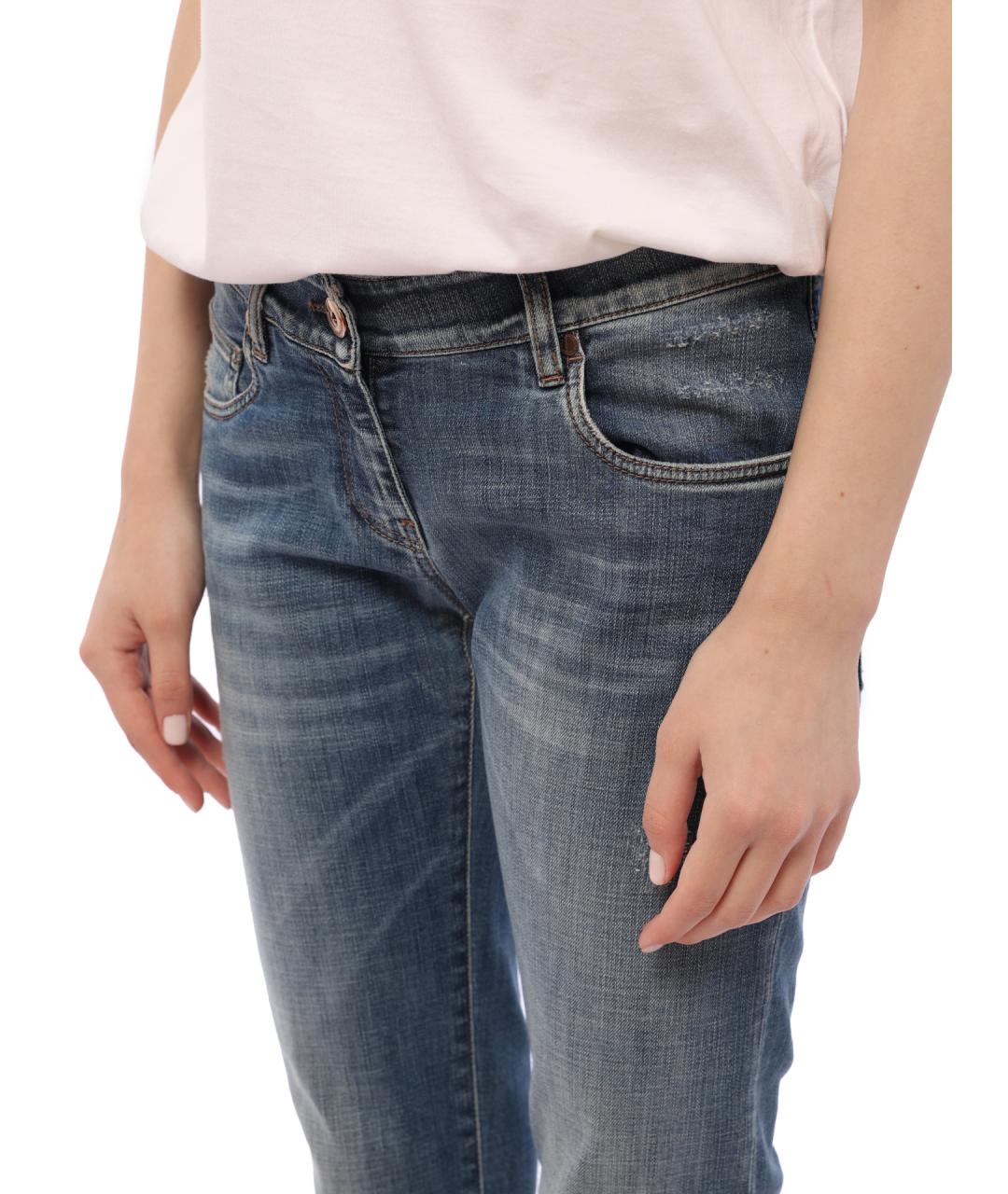 BRUNELLO CUCINELLI Синие хлопковые прямые джинсы, фото 5