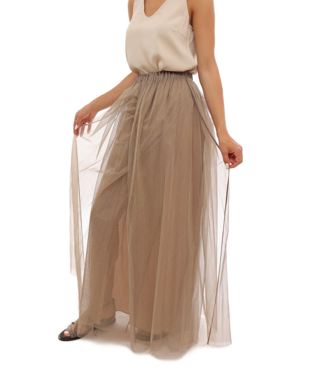 BRUNELLO CUCINELLI Бежевая юбка макси, фото 3