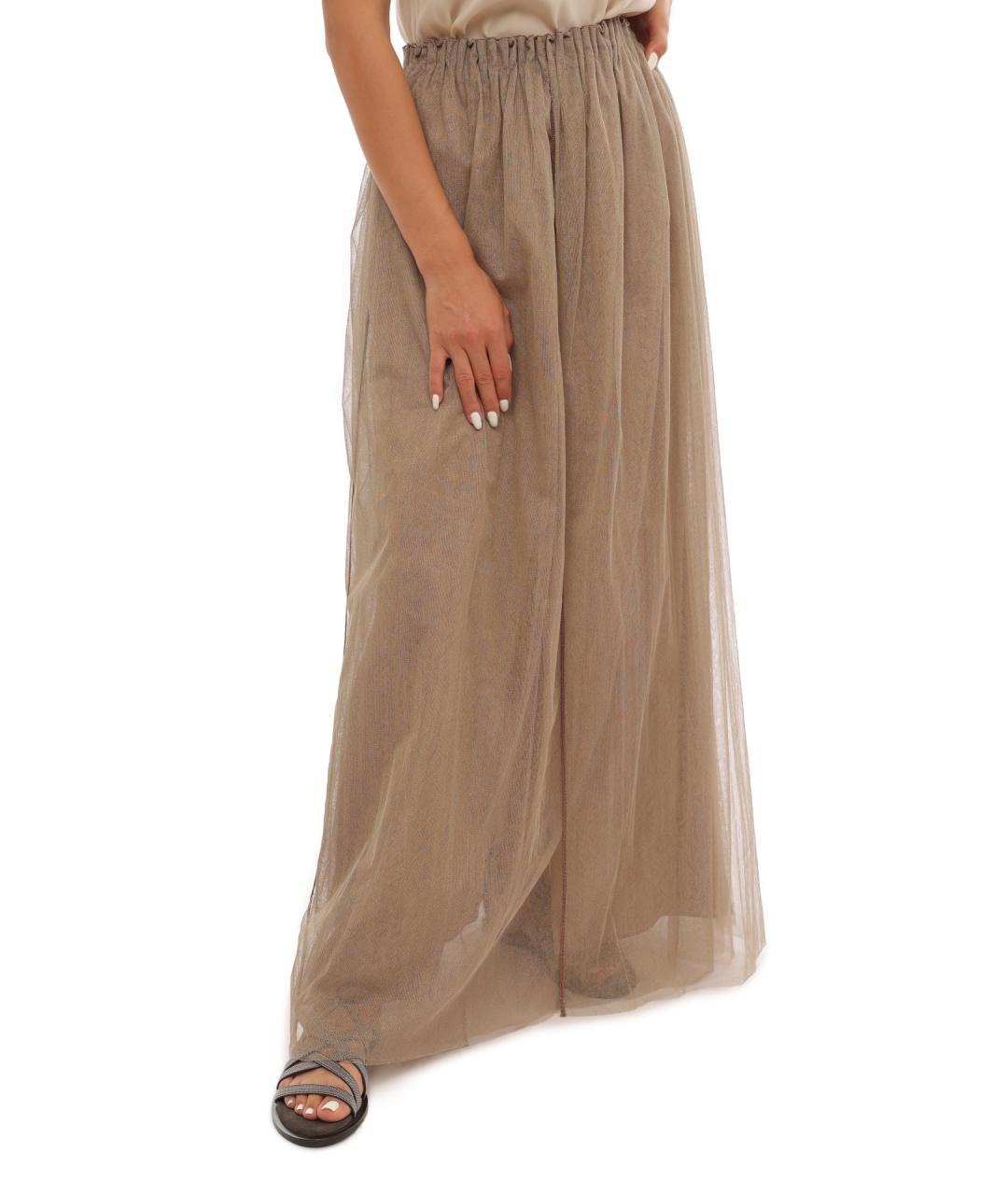 BRUNELLO CUCINELLI Бежевая юбка макси, фото 4