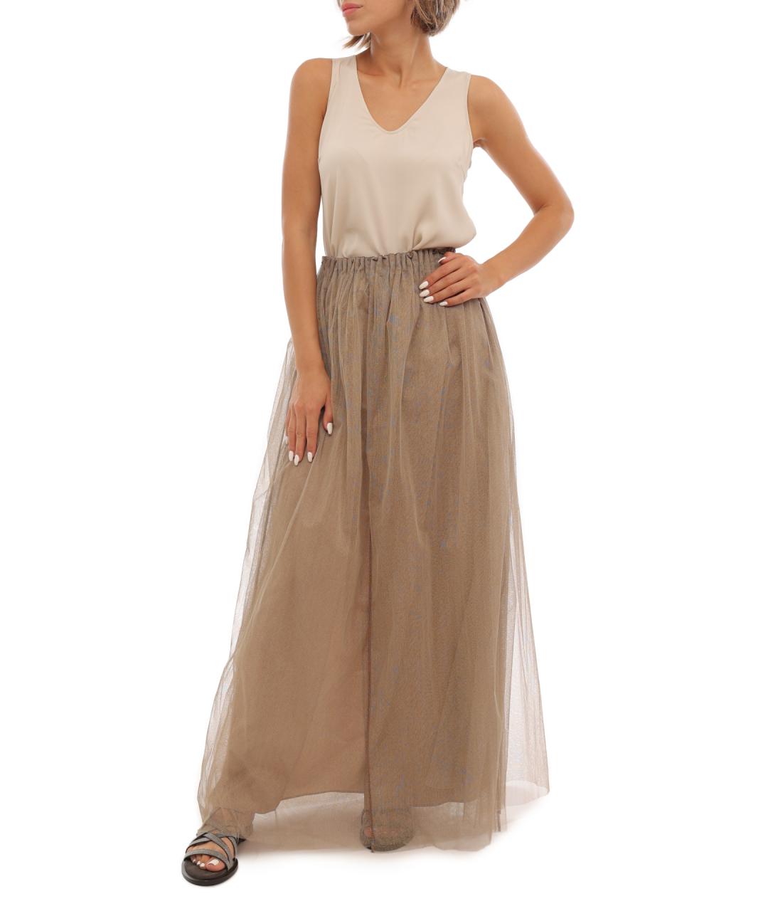 BRUNELLO CUCINELLI Бежевая юбка макси, фото 2