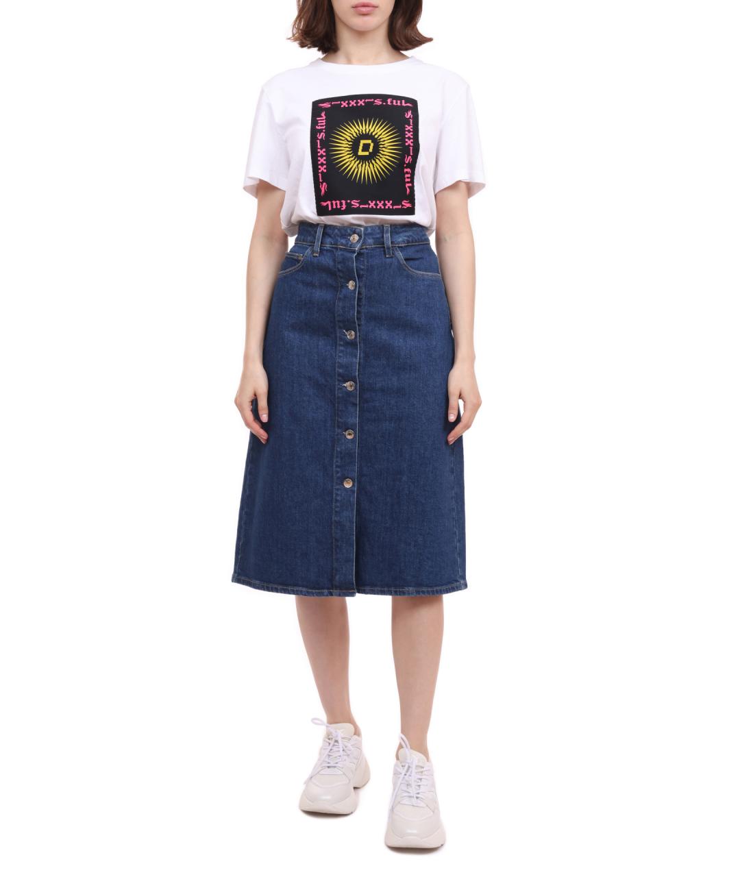 CALVIN KLEIN Синяя деним юбка миди, фото 2