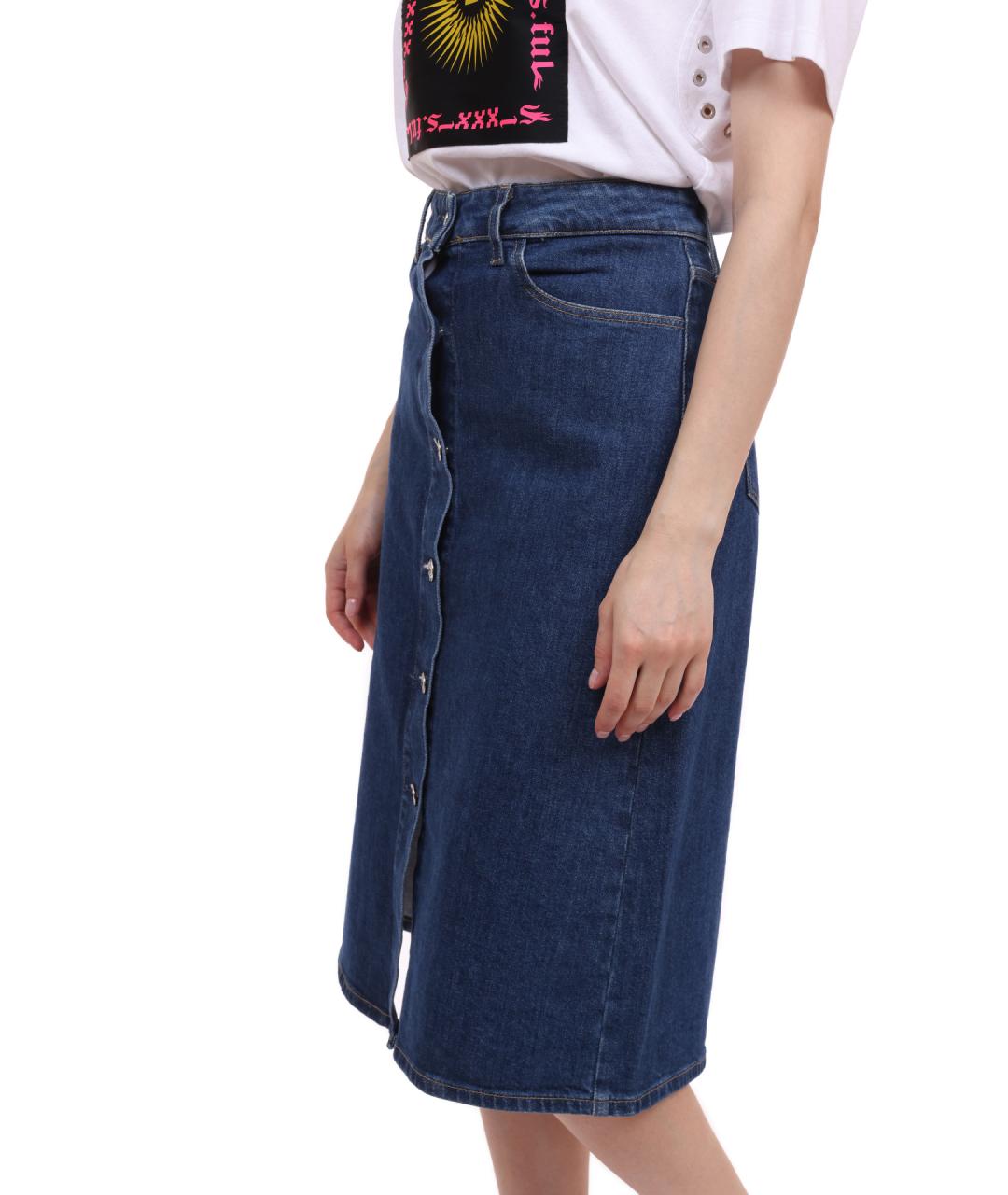 CALVIN KLEIN Синяя деним юбка миди, фото 3