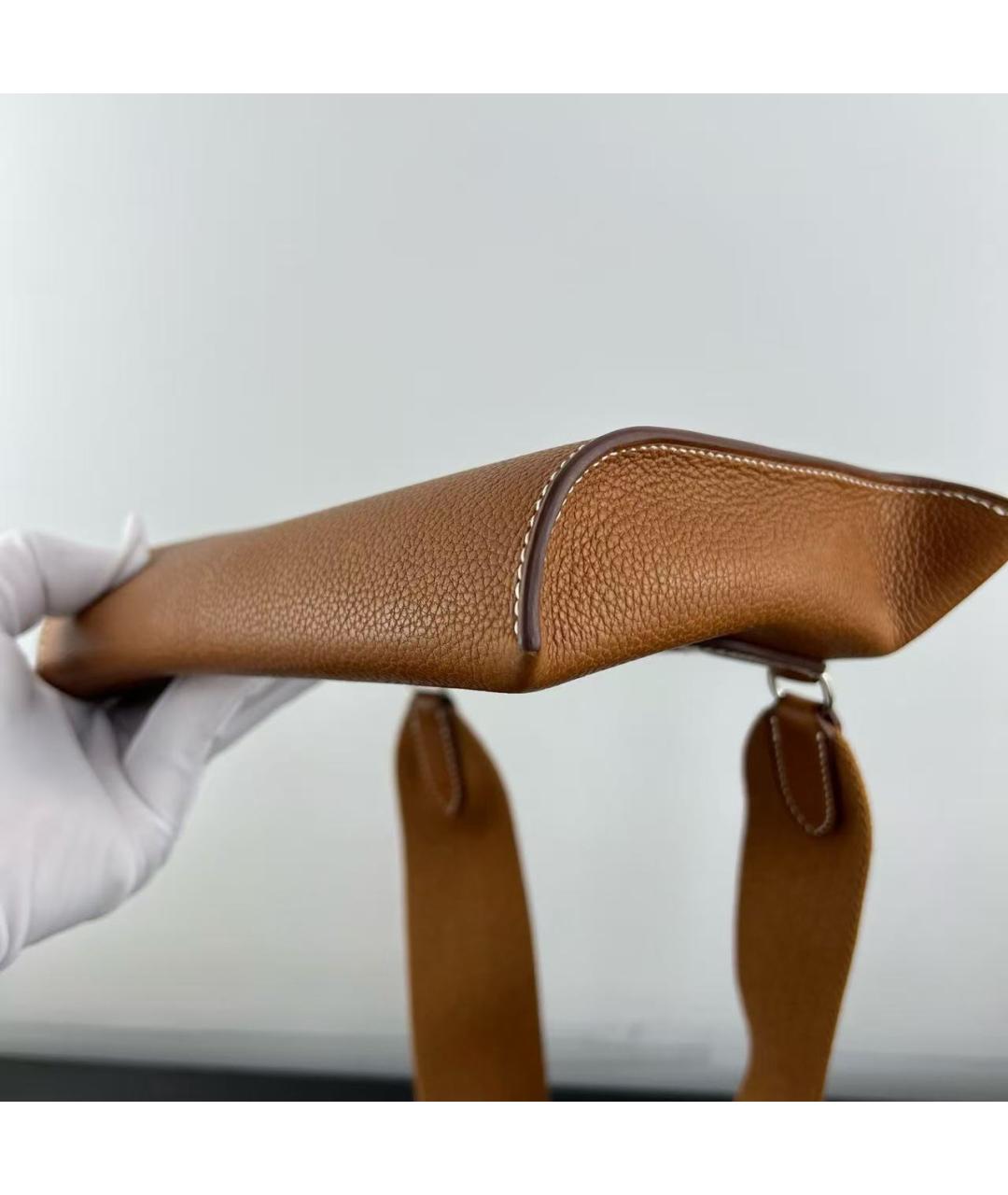 HERMES Коричневая кожаная сумка через плечо, фото 6