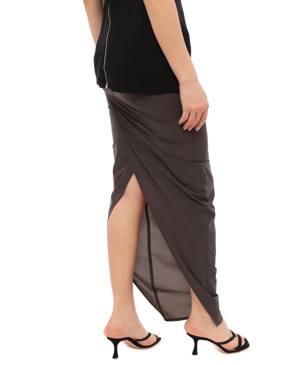 RICK OWENS Зеленая полиамидовая юбка миди, фото 5