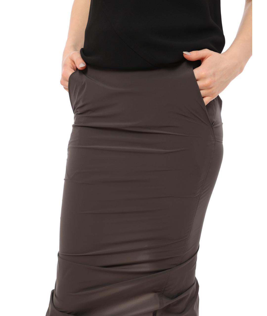 RICK OWENS Зеленая полиамидовая юбка миди, фото 6