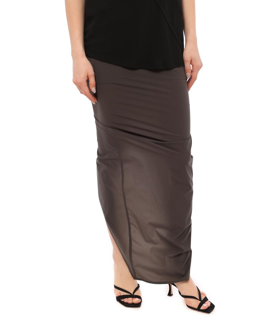 RICK OWENS Зеленая полиамидовая юбка миди, фото 1