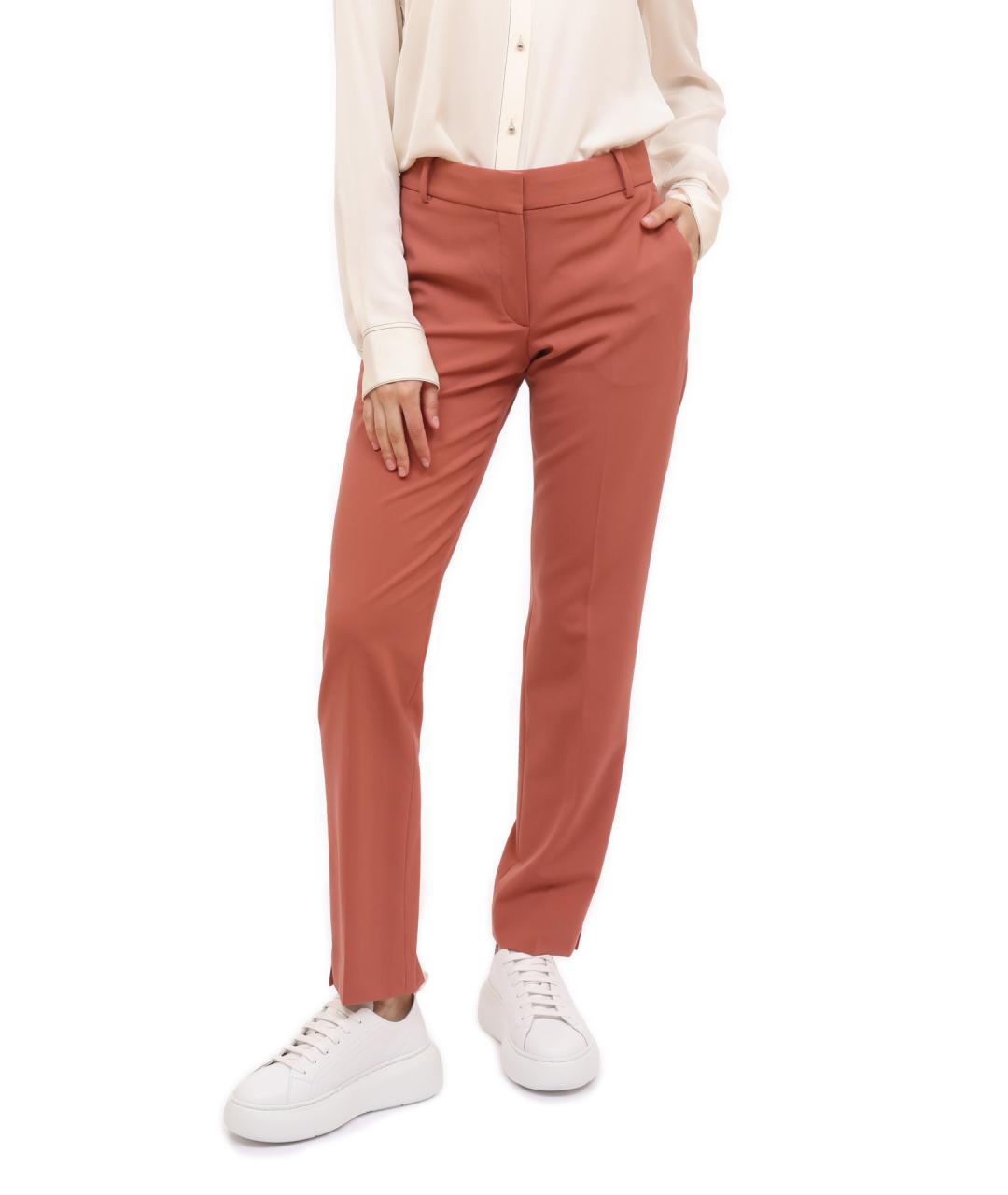 THEORY Коричневые прямые брюки, фото 2