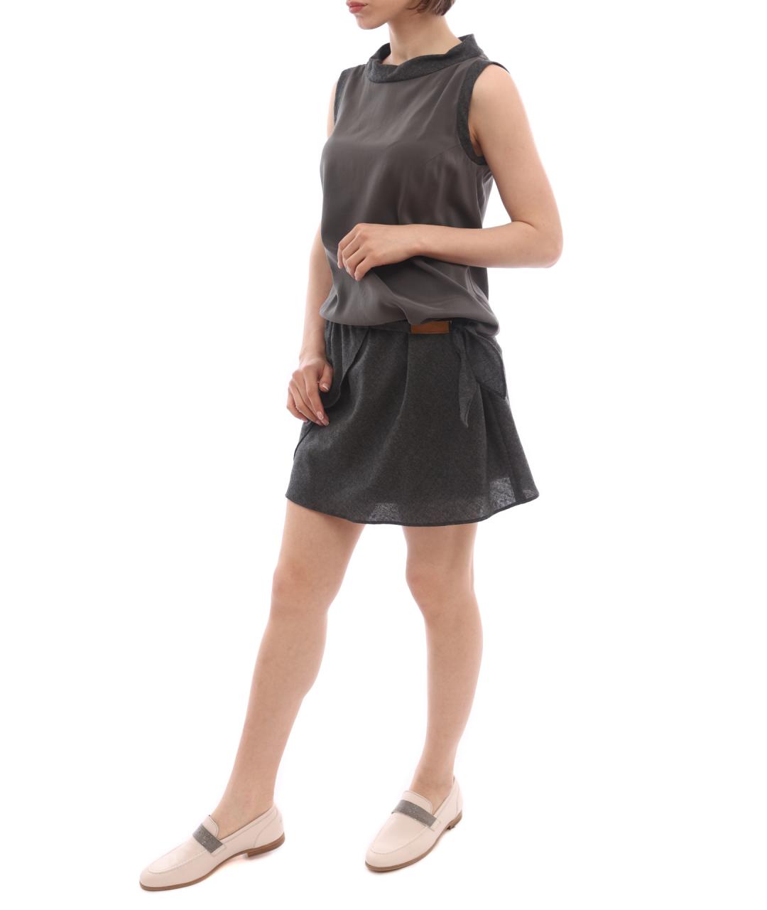 BRUNELLO CUCINELLI Серое повседневное платье, фото 5