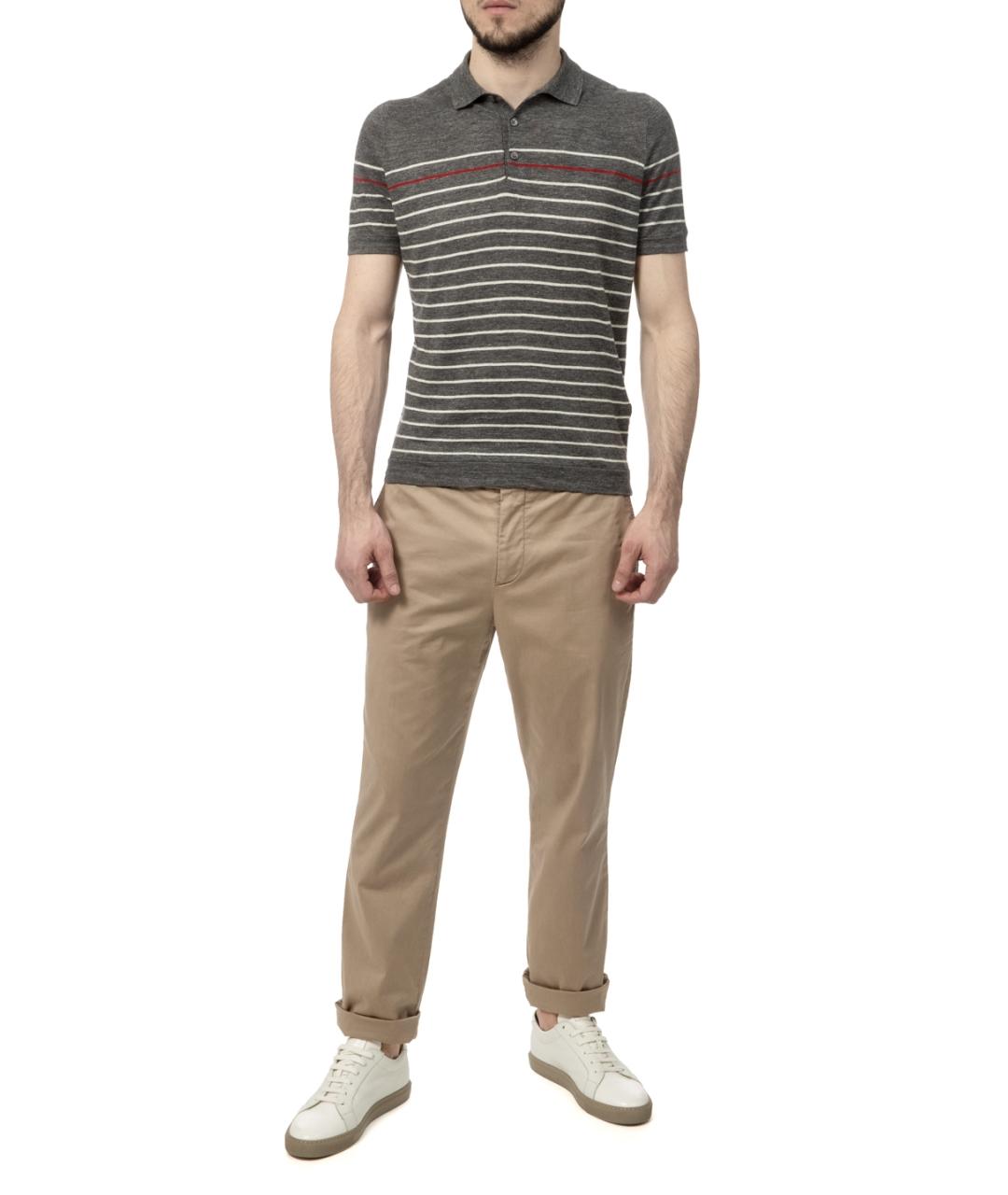 BRUNELLO CUCINELLI Серое поло с коротким рукавом, фото 6