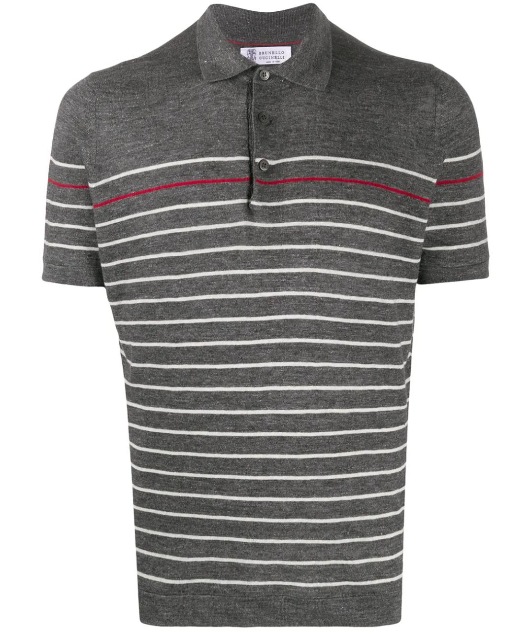 BRUNELLO CUCINELLI Серое поло с коротким рукавом, фото 1