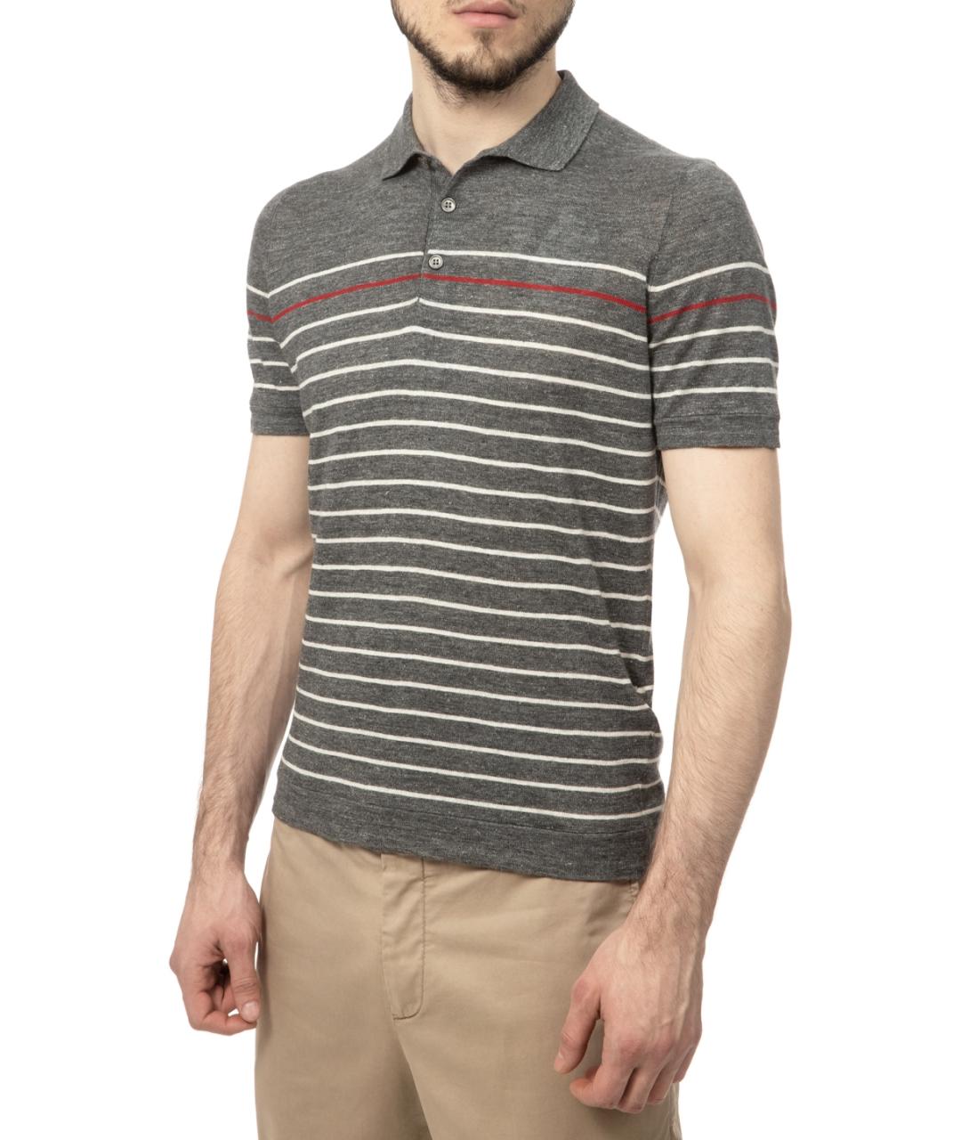 BRUNELLO CUCINELLI Серое поло с коротким рукавом, фото 2