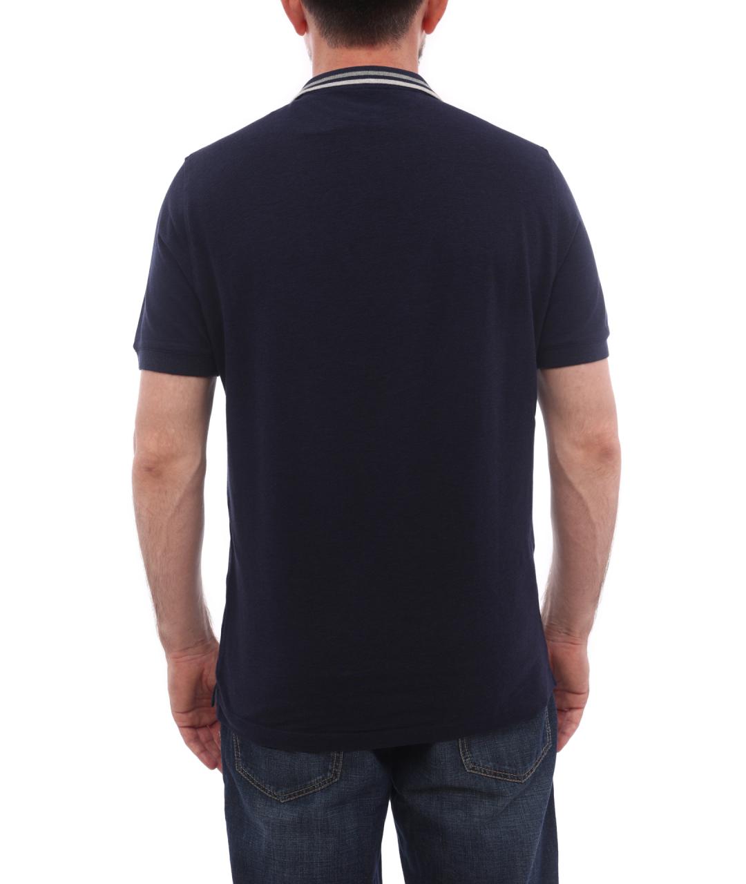 BRUNELLO CUCINELLI Синее хлопковое поло с коротким рукавом, фото 5