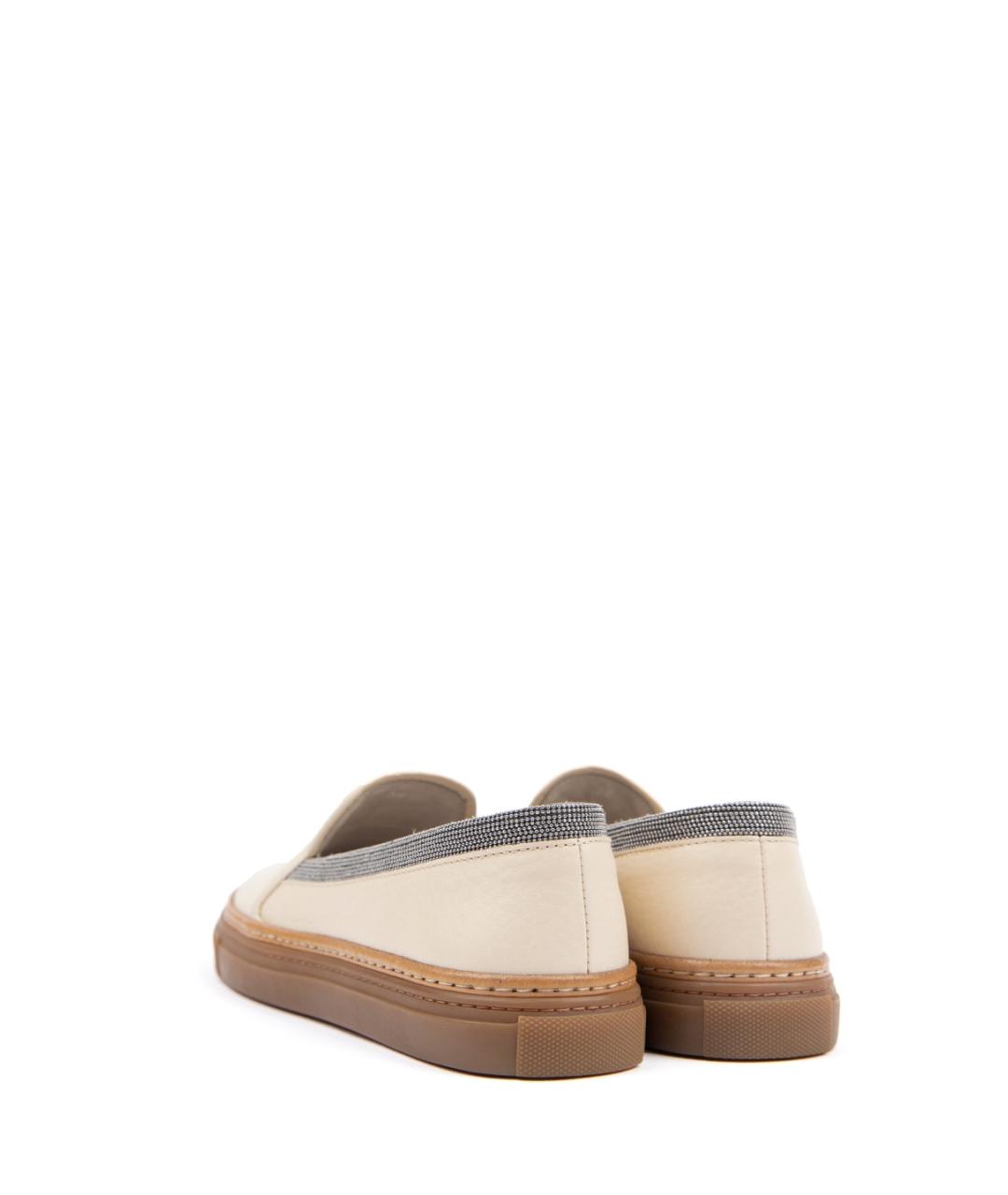 BRUNELLO CUCINELLI Белые кожаные слипоны, фото 3