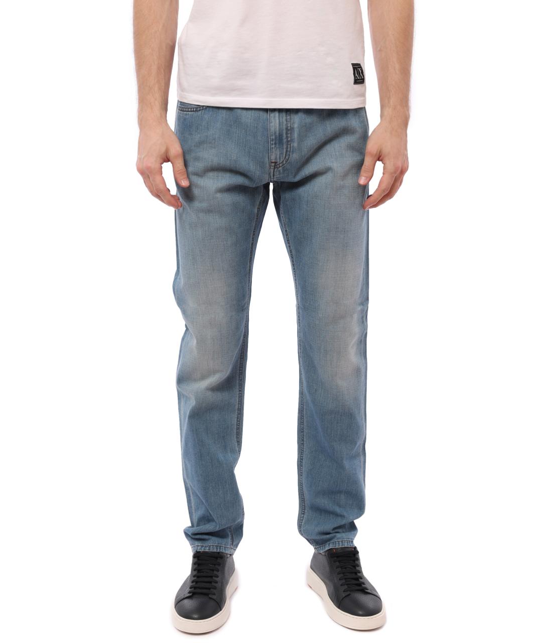 ZZEGNA Синие хлопковые прямые джинсы, фото 1