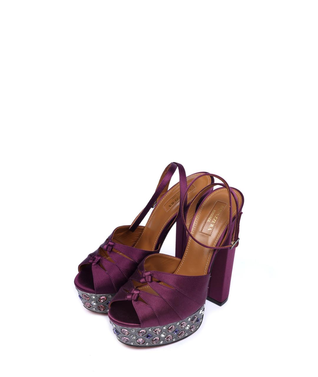 AQUAZZURA Фиолетовые текстильные босоножки, фото 2