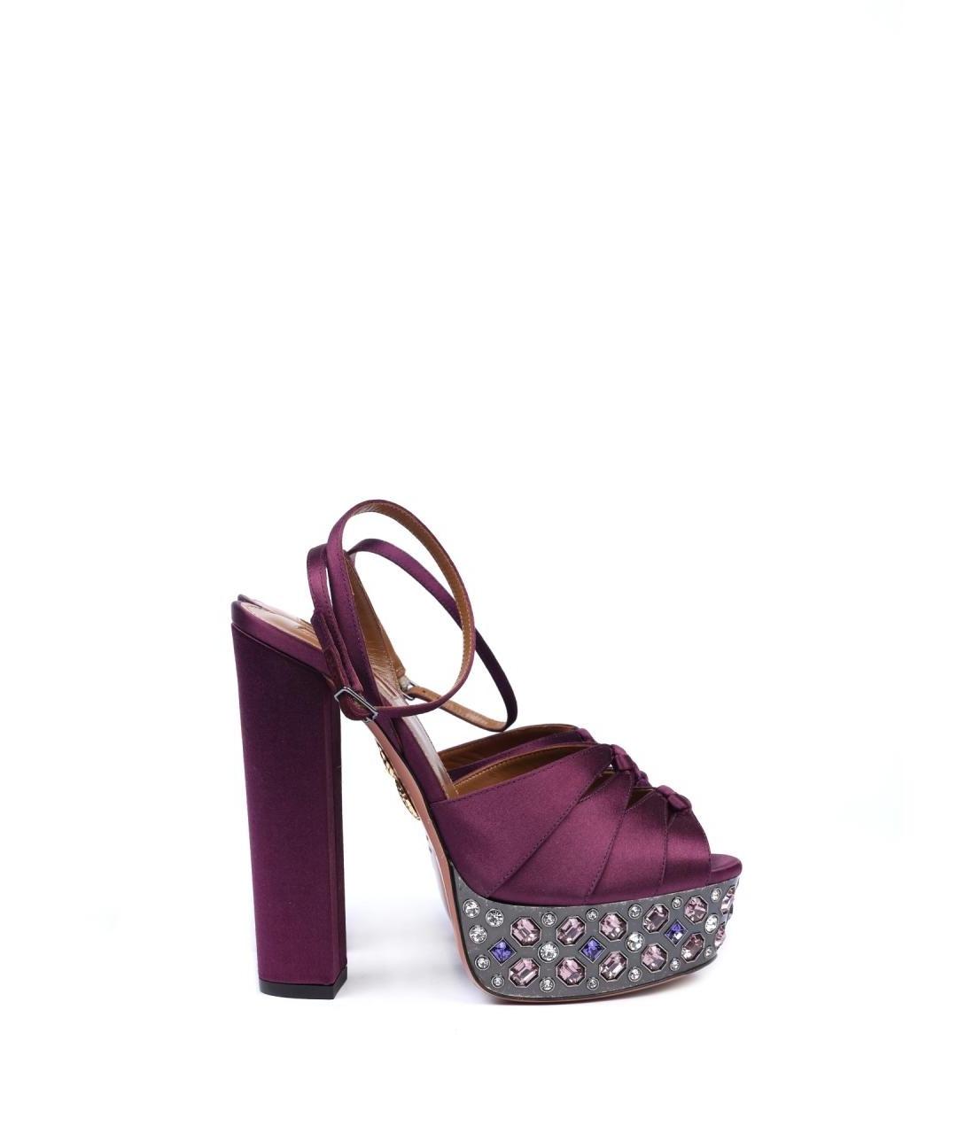 AQUAZZURA Фиолетовые текстильные босоножки, фото 1