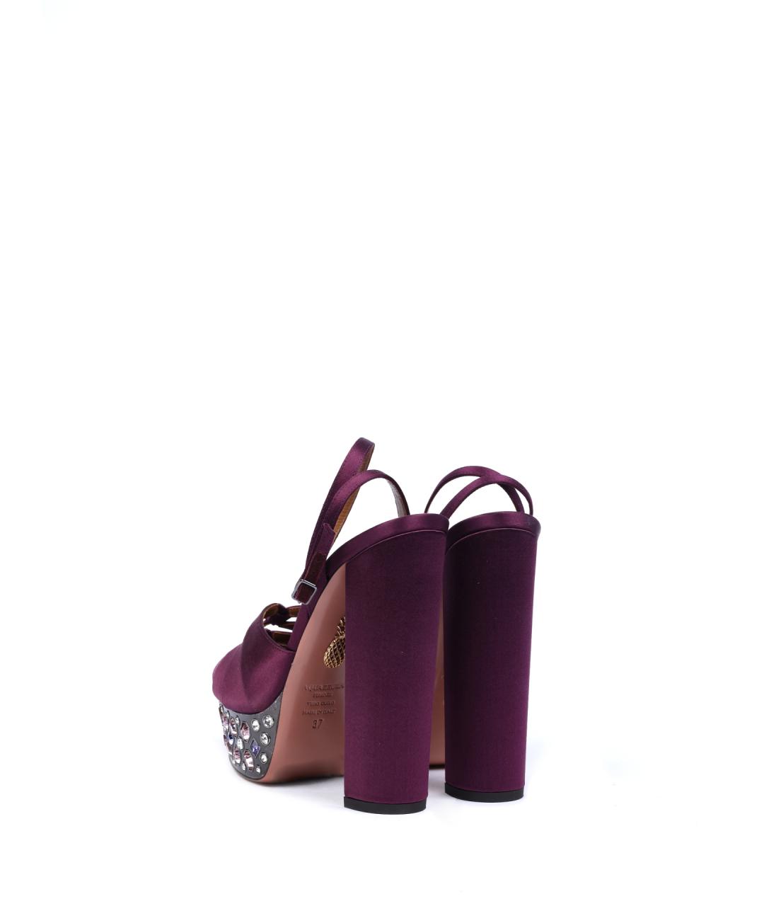 AQUAZZURA Фиолетовые текстильные босоножки, фото 4