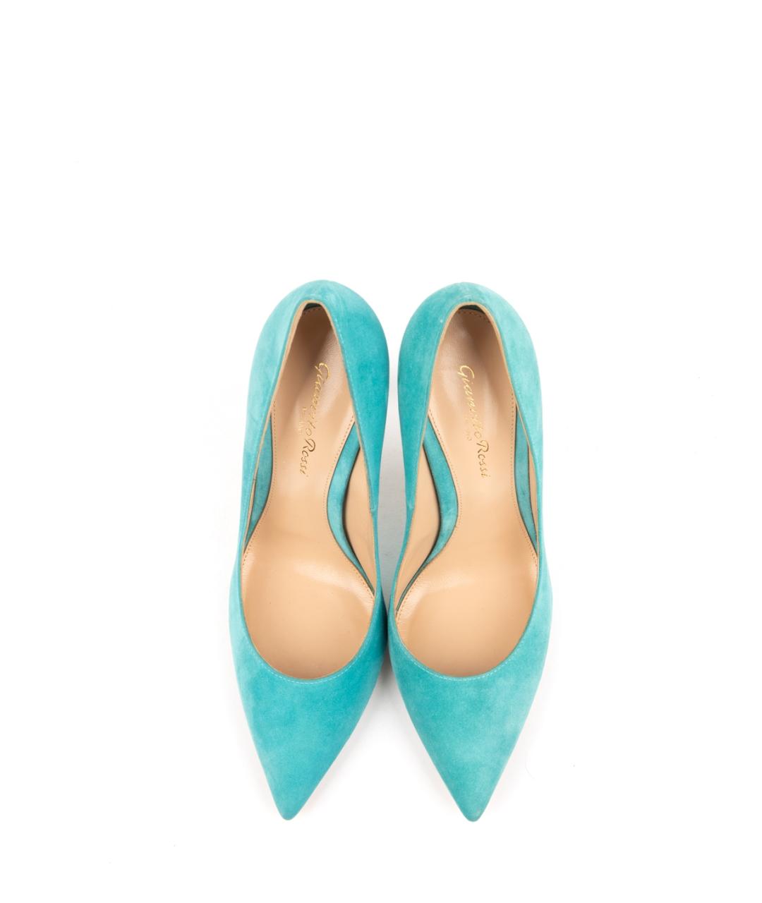 GIANVITO ROSSI Бирюзовые замшевые туфли, фото 4