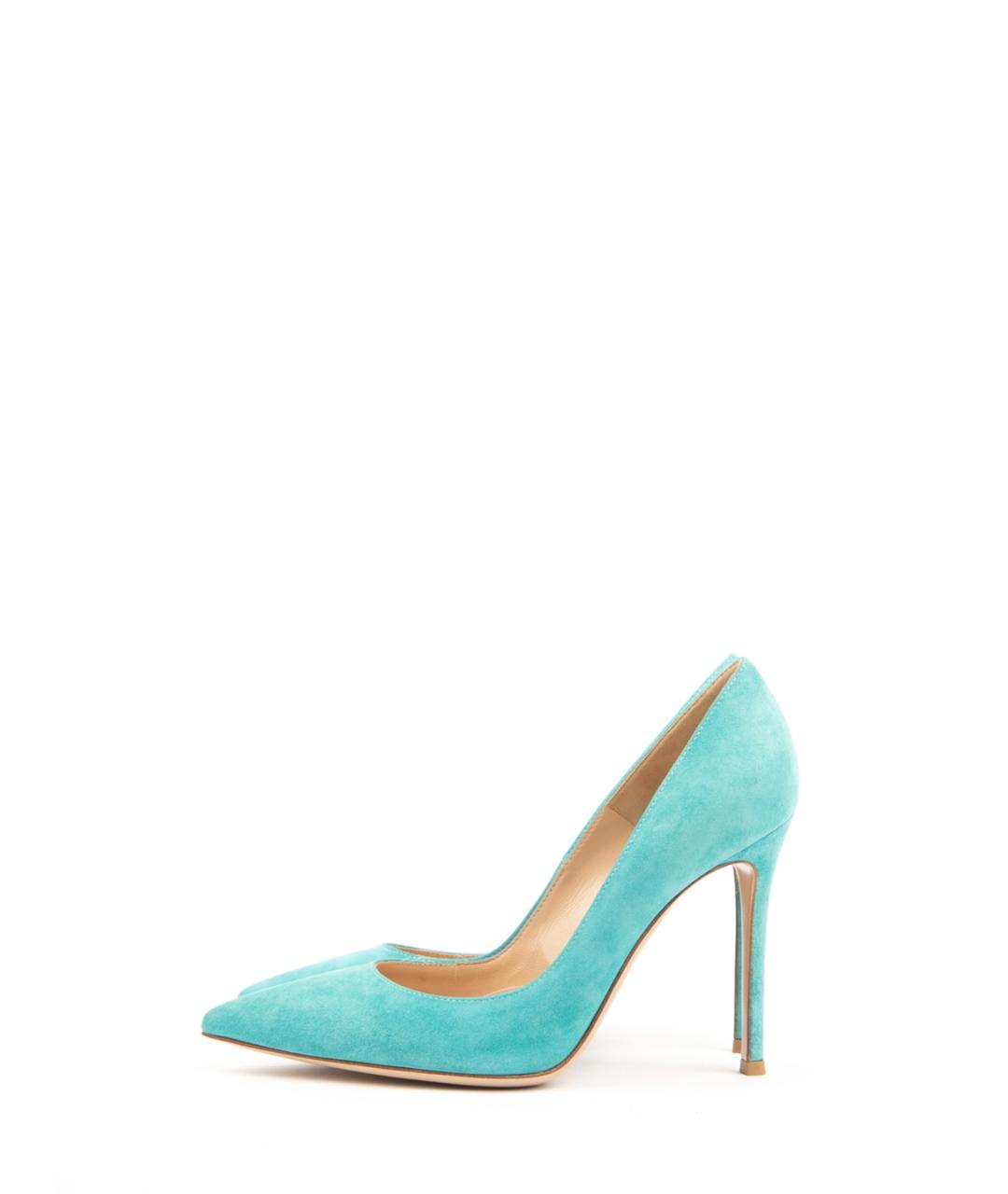 GIANVITO ROSSI Бирюзовые замшевые туфли, фото 5