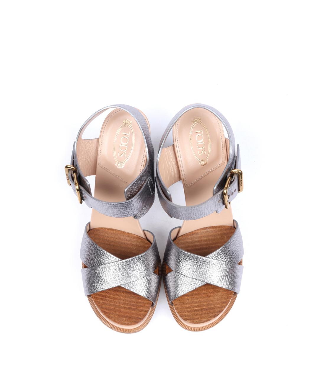 TOD'S Серебряные босоножки, фото 4
