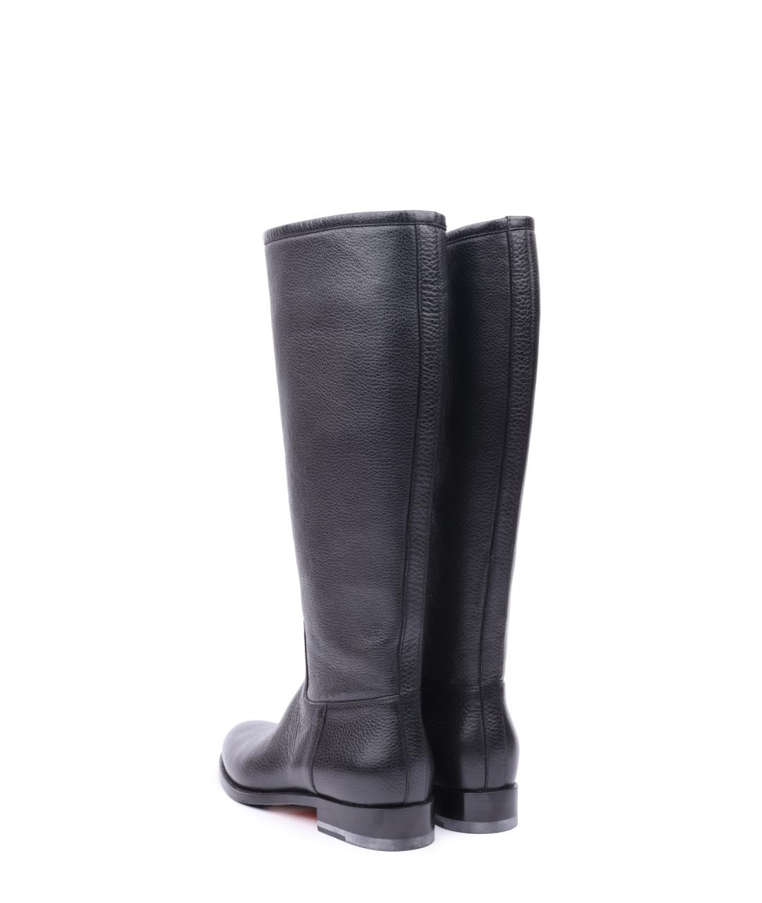 SANTONI Черные кожаные сапоги, фото 3