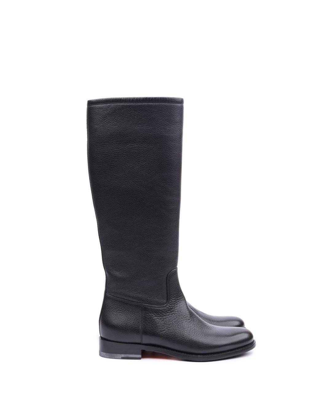 SANTONI Черные кожаные сапоги, фото 1