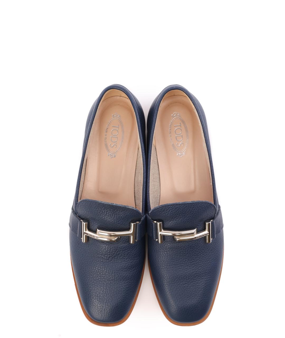 TOD'S Синие кожаные лоферы, фото 4
