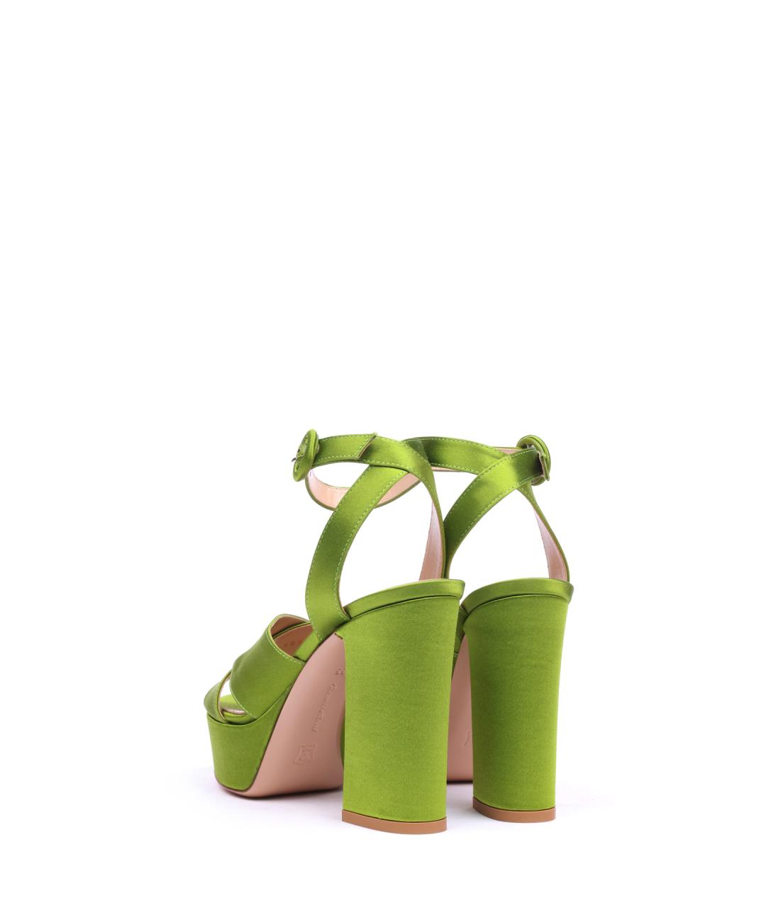 GIANVITO ROSSI Зеленые текстильные босоножки, фото 3