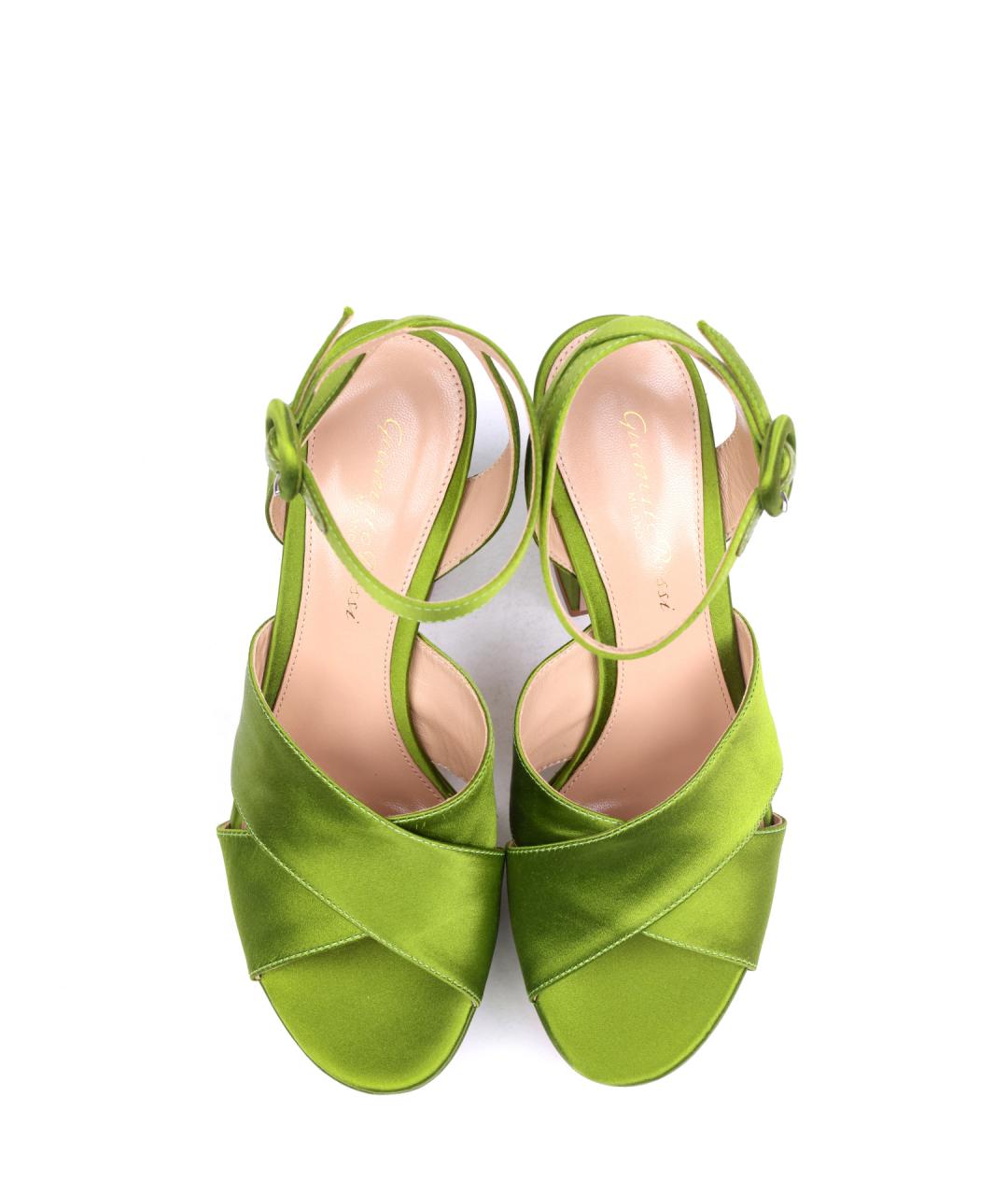 GIANVITO ROSSI Зеленые текстильные босоножки, фото 4