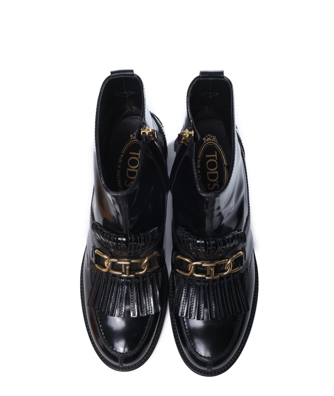 TOD'S Черные кожаные ботинки, фото 3