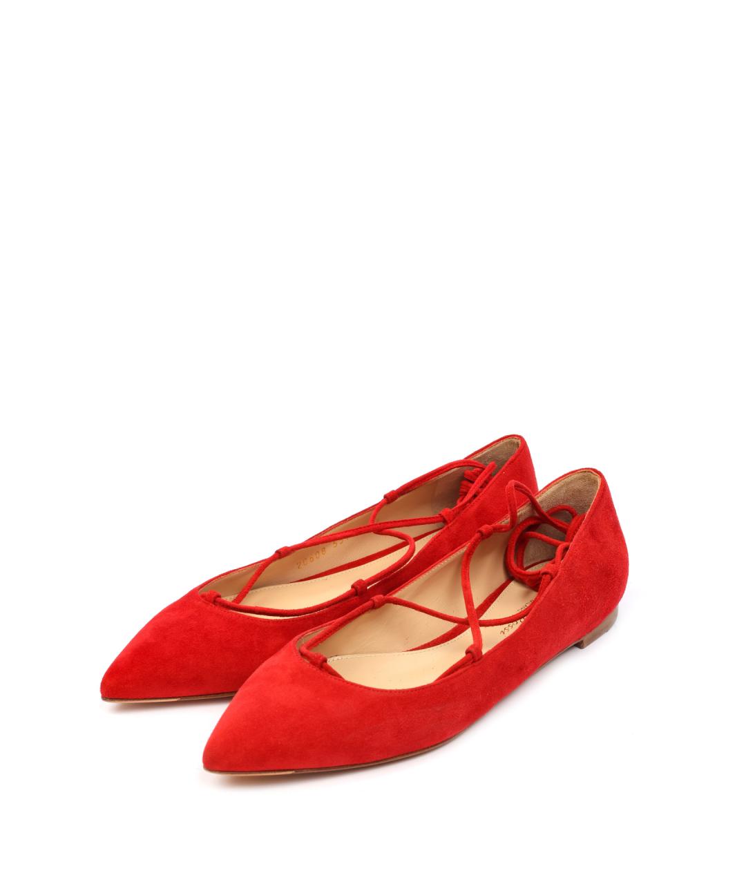 GIANVITO ROSSI Красные замшевые балетки, фото 2