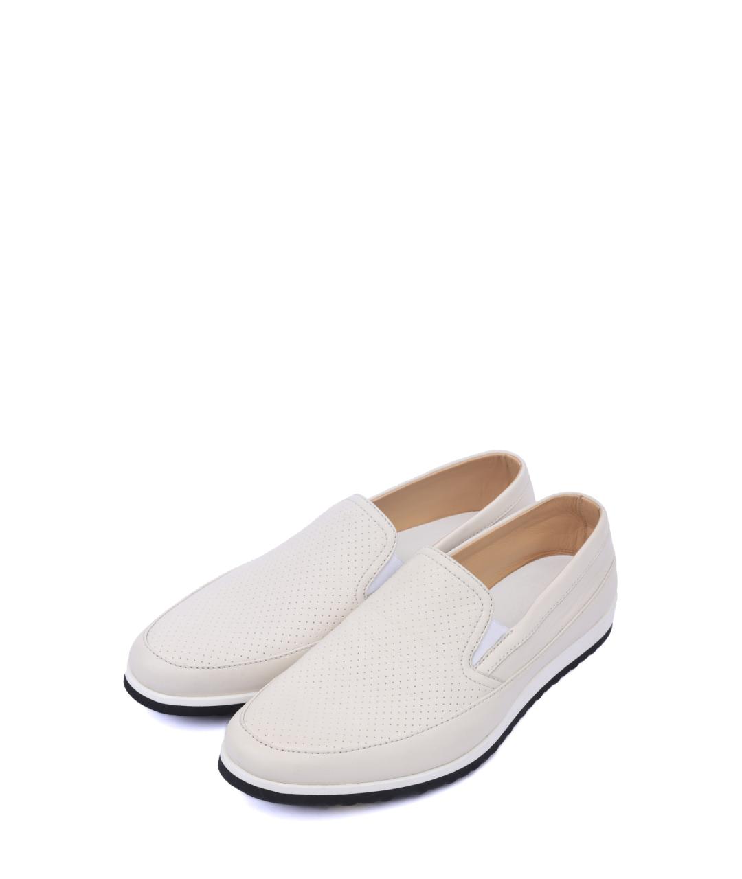 ZZEGNA Белые кожаные мокасины, фото 2