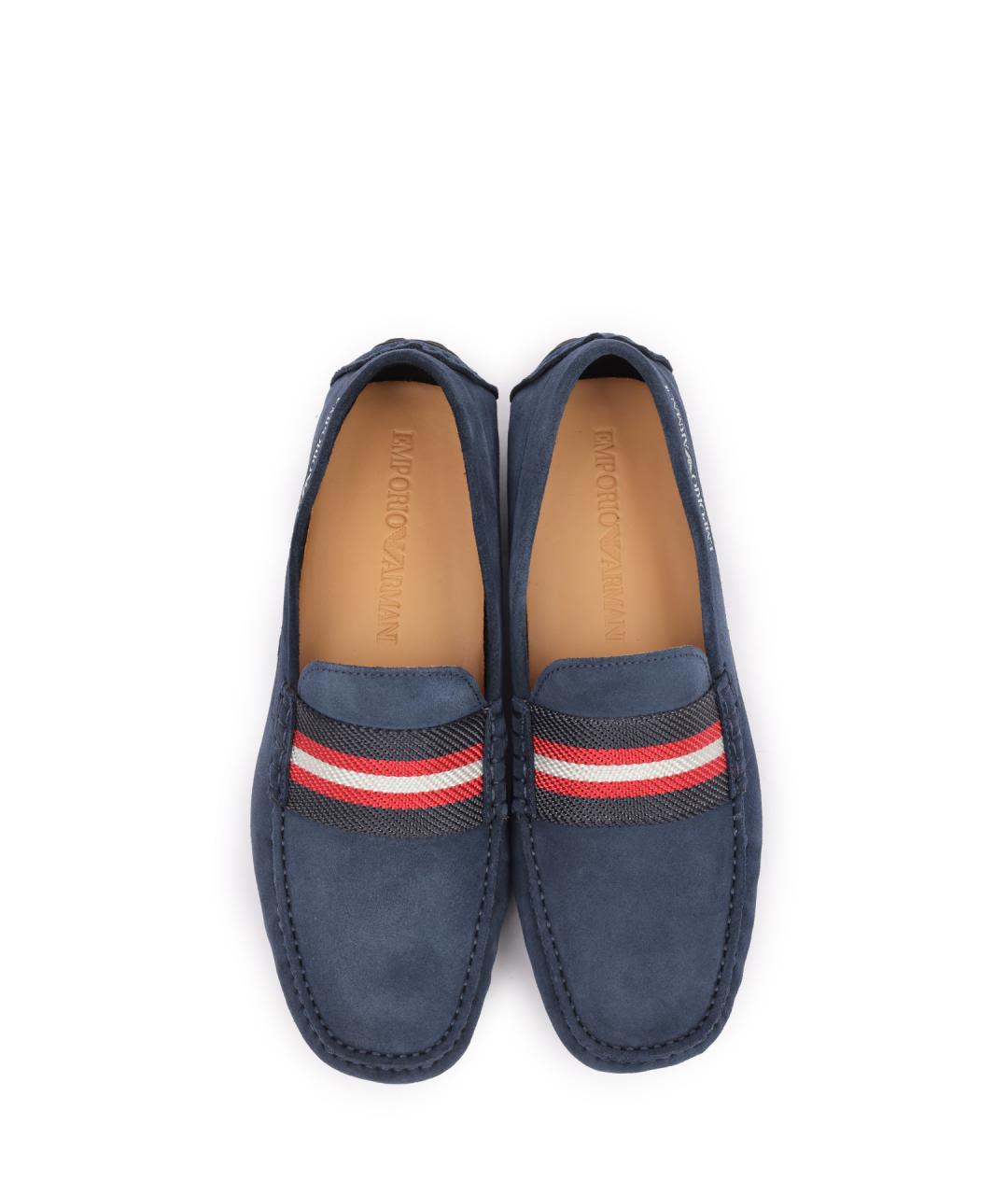 EMPORIO ARMANI Синие замшевые мокасины, фото 4