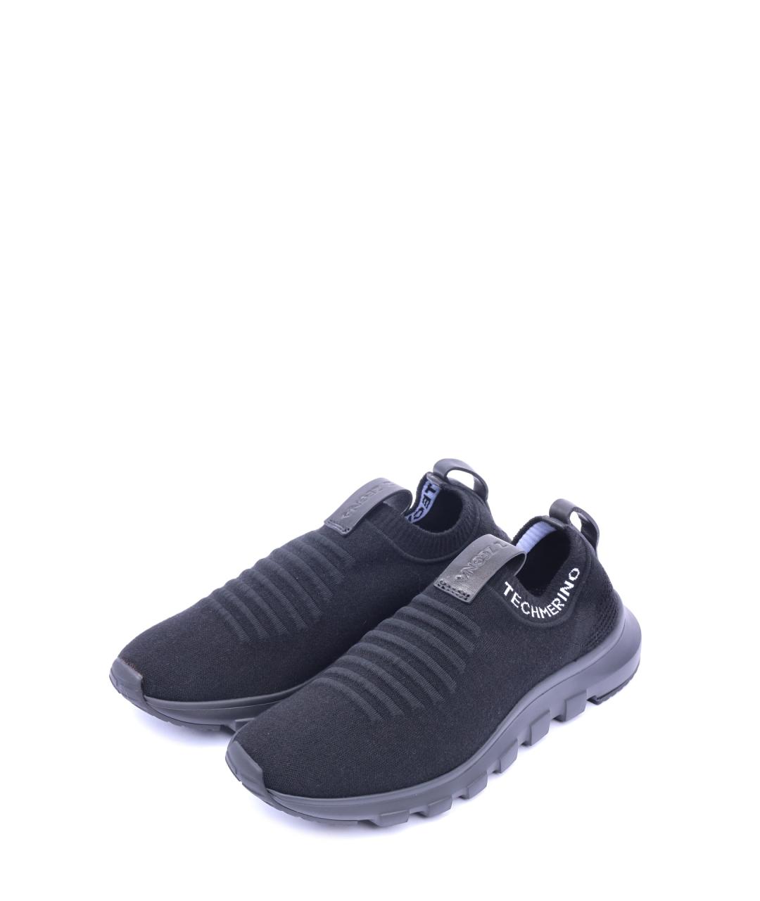 ZZEGNA Черные текстильные низкие кроссовки / кеды, фото 2