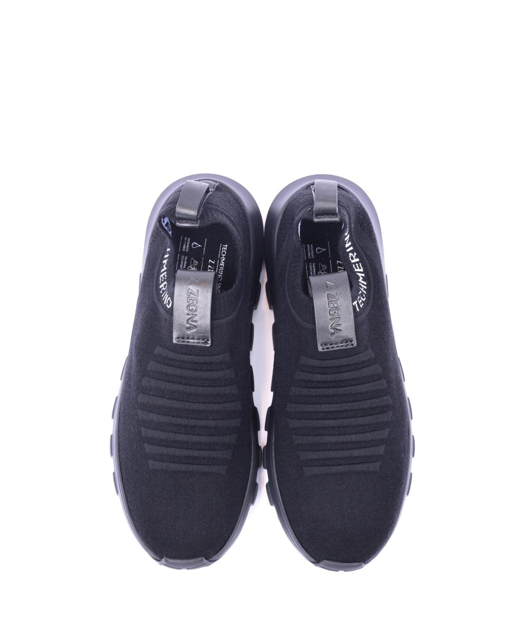 ZZEGNA Черные текстильные низкие кроссовки / кеды, фото 4