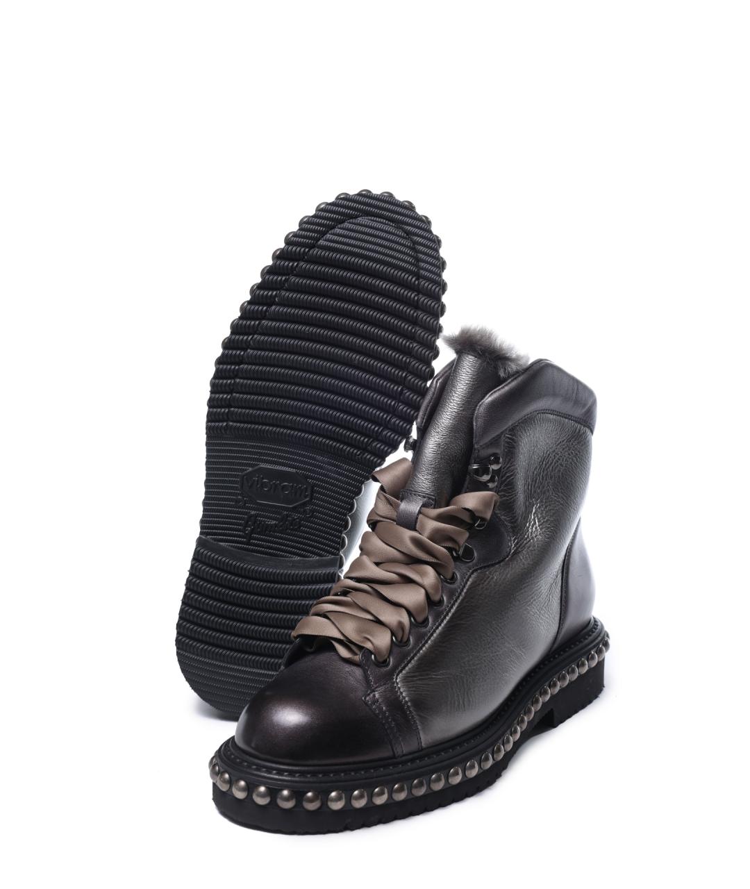 SANTONI Серебряные кожаные ботинки, фото 4