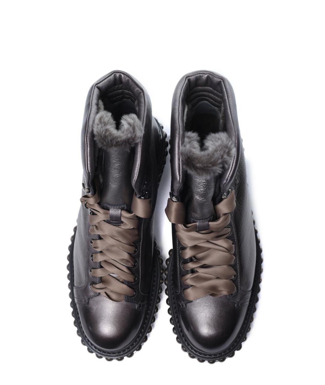 SANTONI Серебряные кожаные ботинки, фото 5