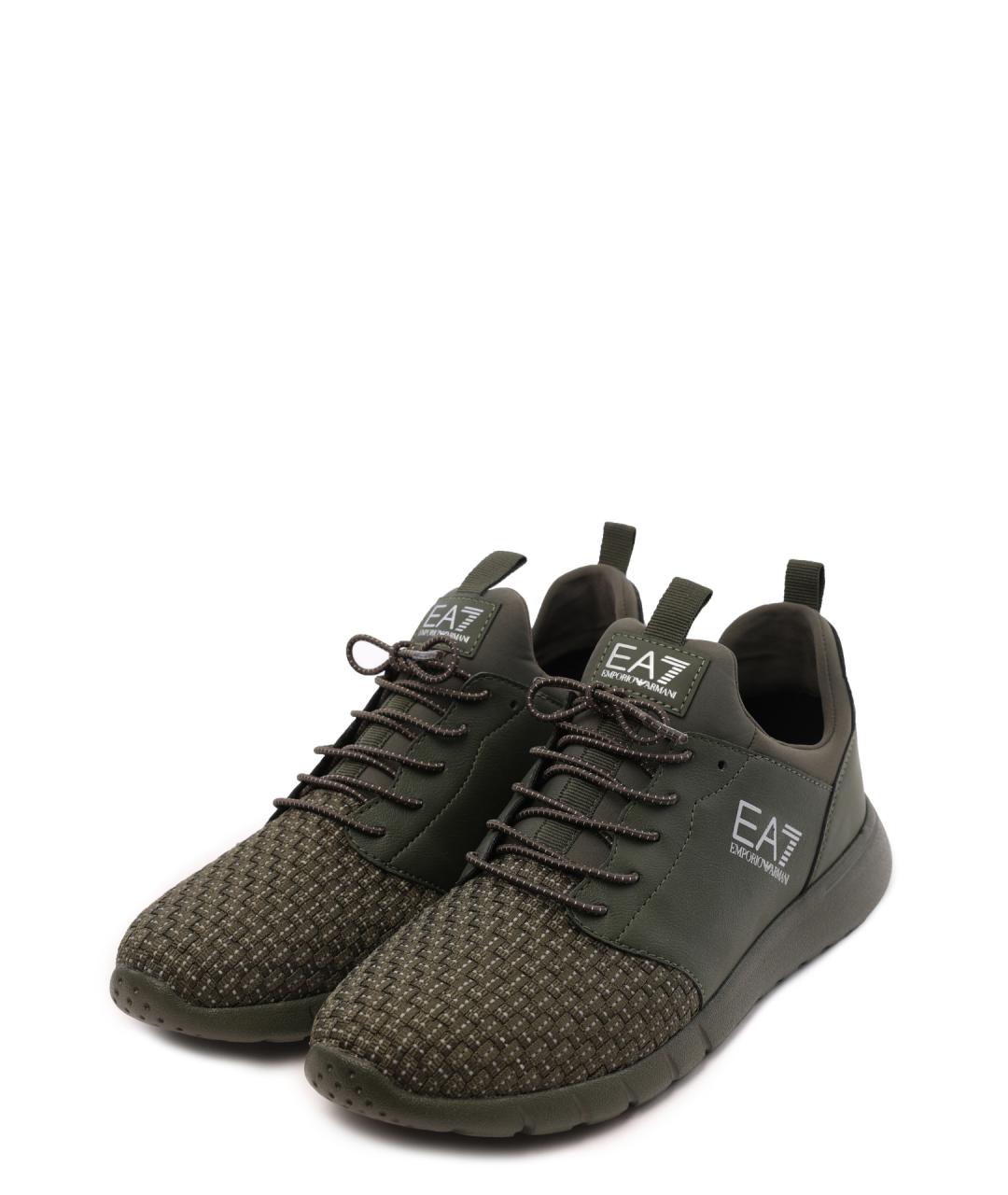 EA7 Зеленые низкие кроссовки / кеды, фото 2